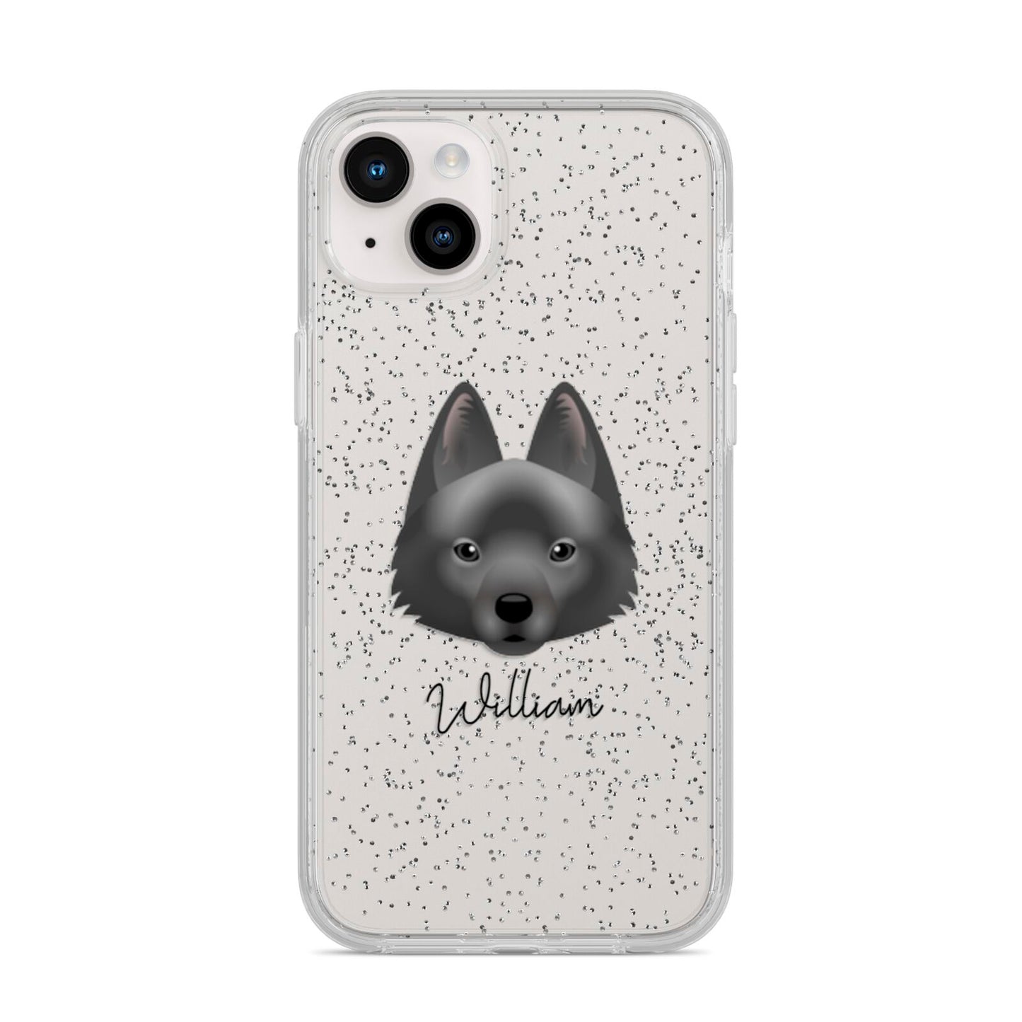 Schipperke Personalised iPhone 14 Plus Glitter Tough Case Starlight