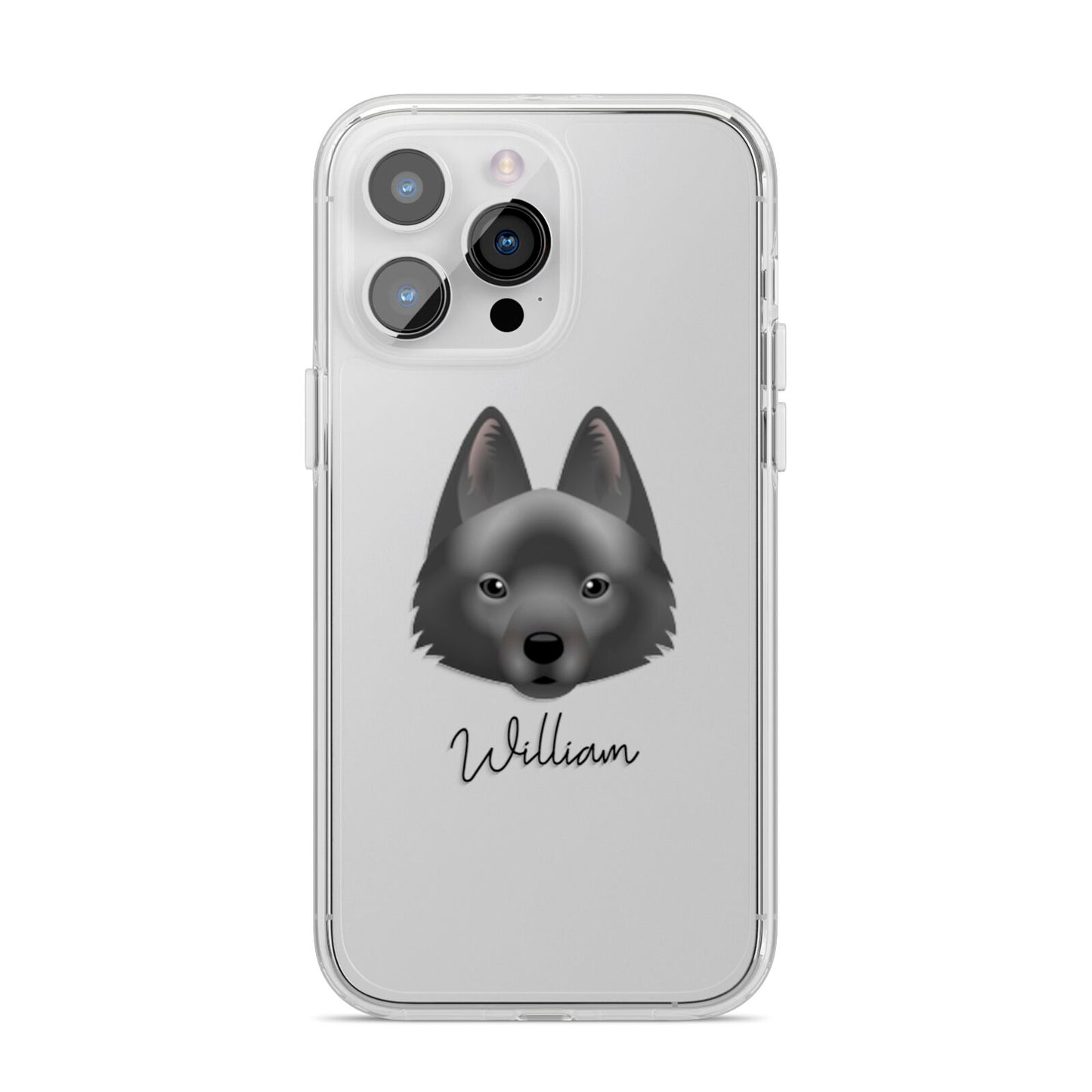 Schipperke Personalised iPhone 14 Pro Max Clear Tough Case Silver