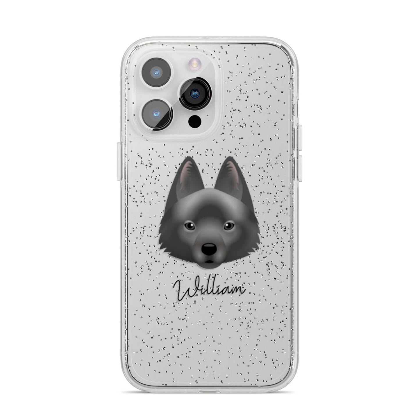 Schipperke Personalised iPhone 14 Pro Max Glitter Tough Case Silver