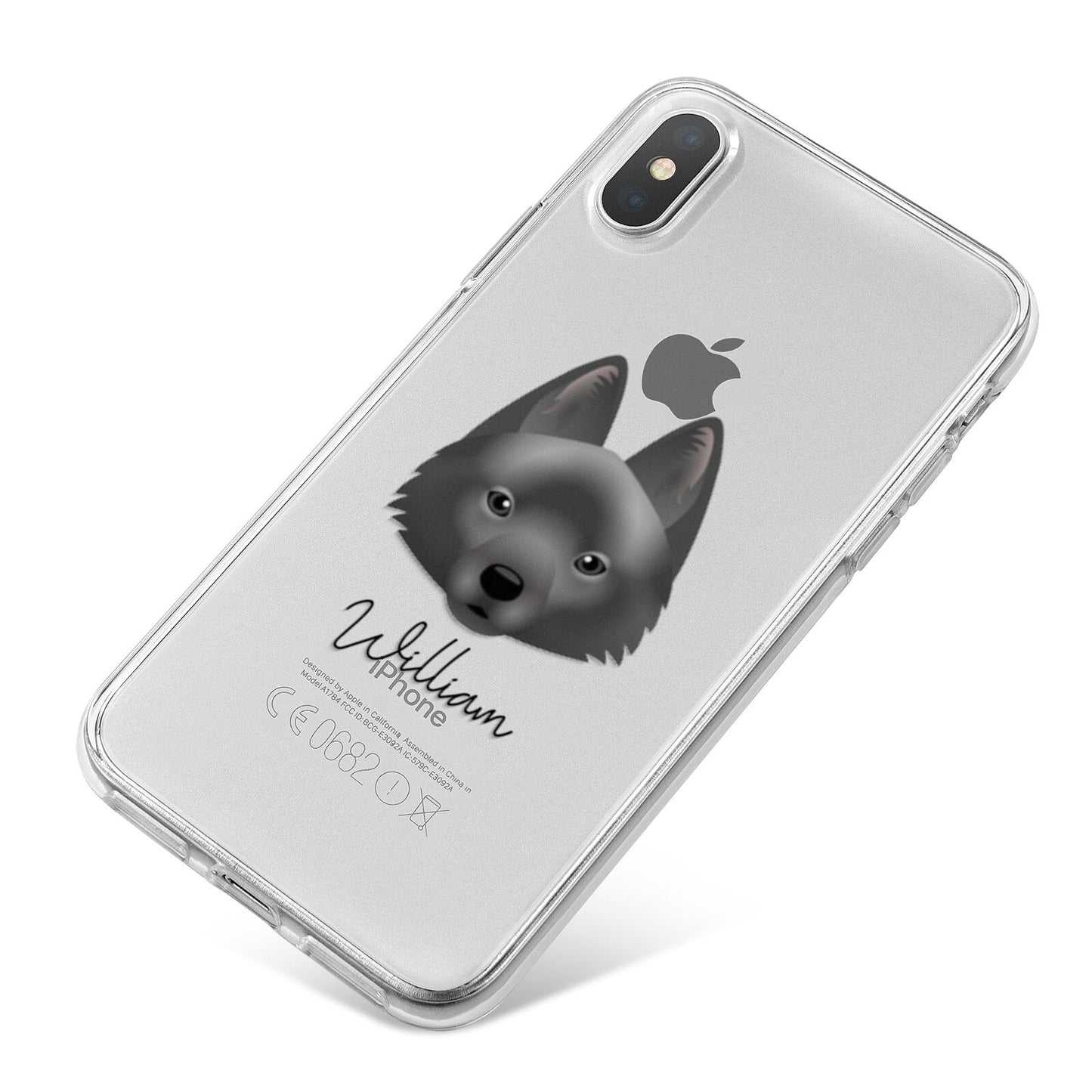 Schipperke Personalised iPhone X Bumper Case on Silver iPhone