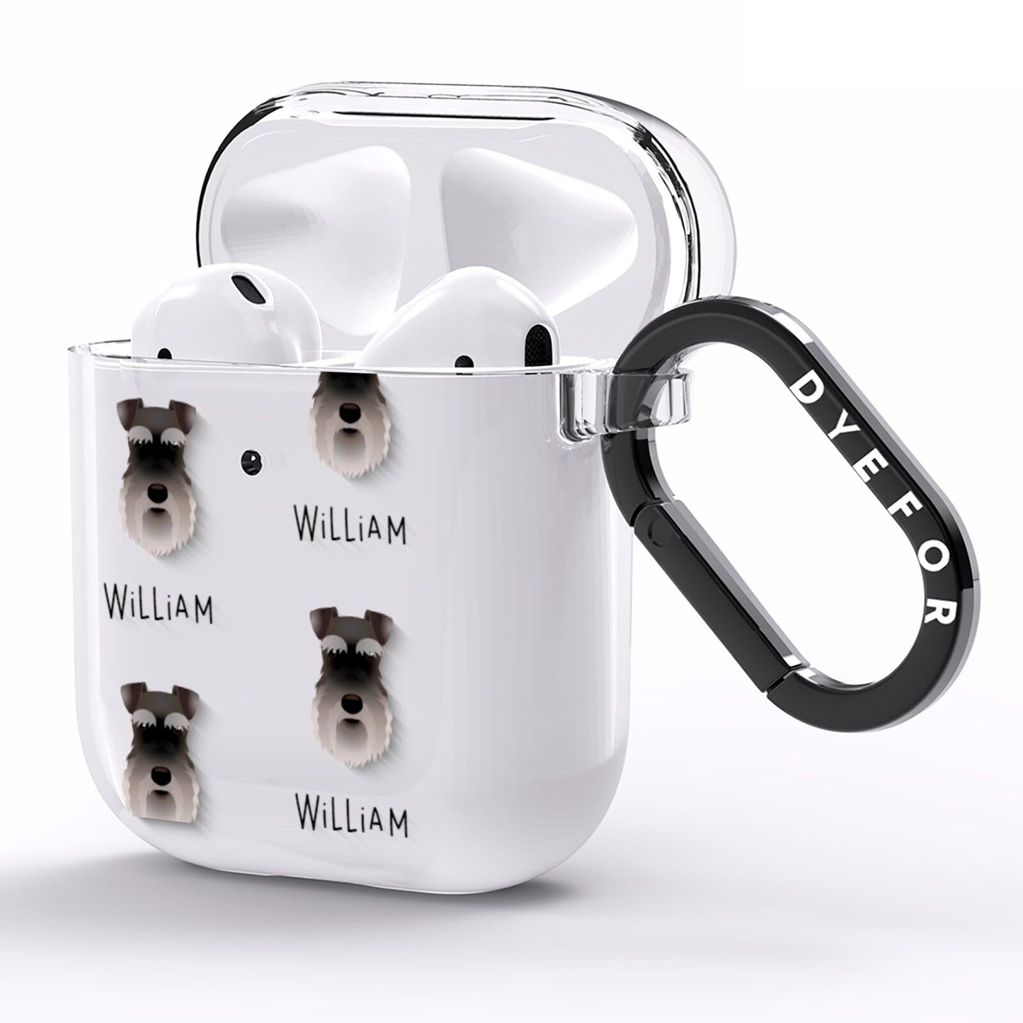 Schnauzer Icon with Name AirPods Clear Case Side Image