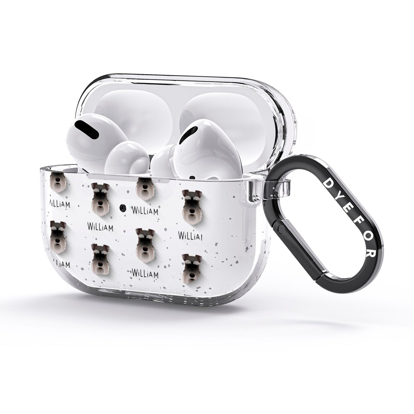 Schnauzer Icon with Name AirPods Glitter Case 3rd Gen Side Image