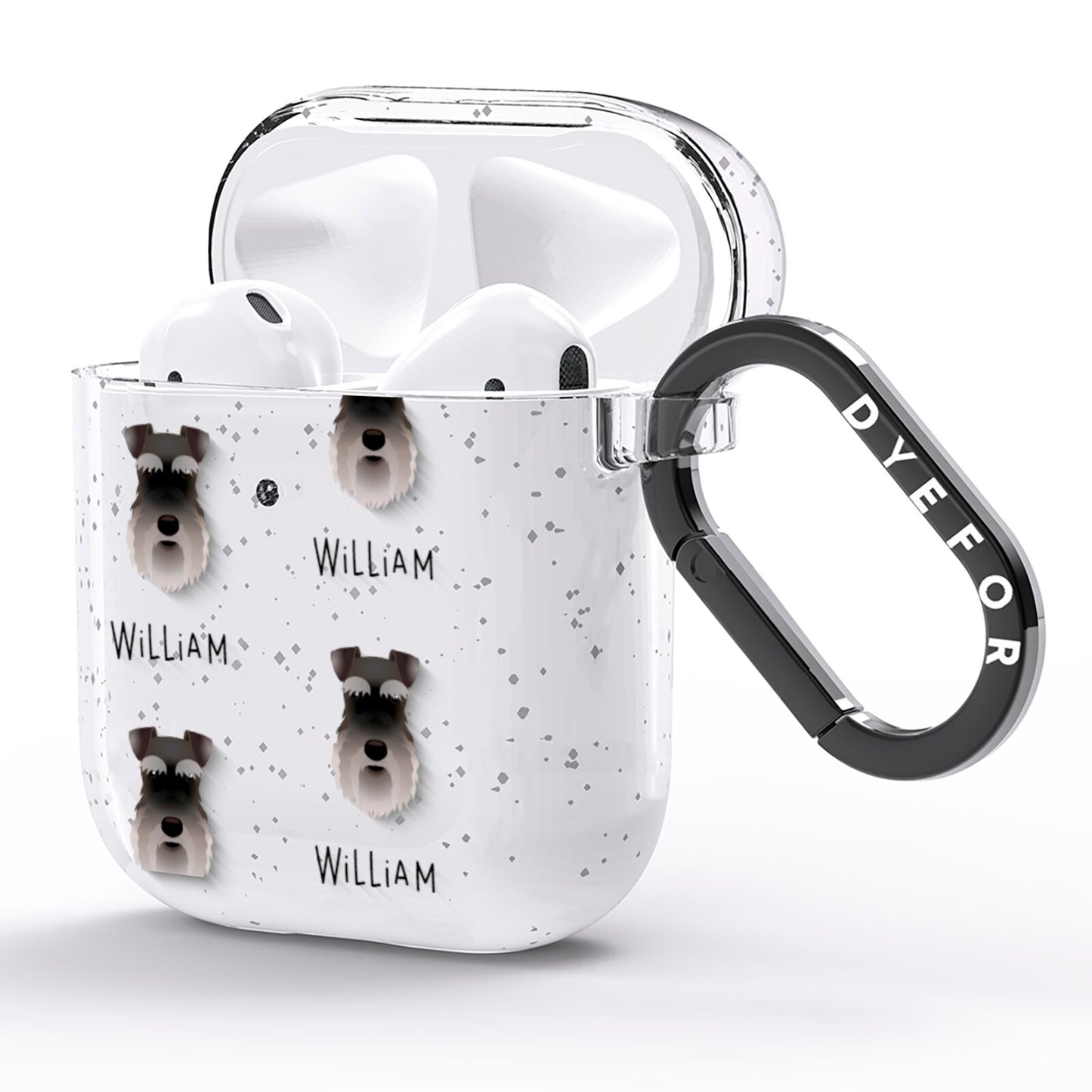 Schnauzer Icon with Name AirPods Glitter Case Side Image