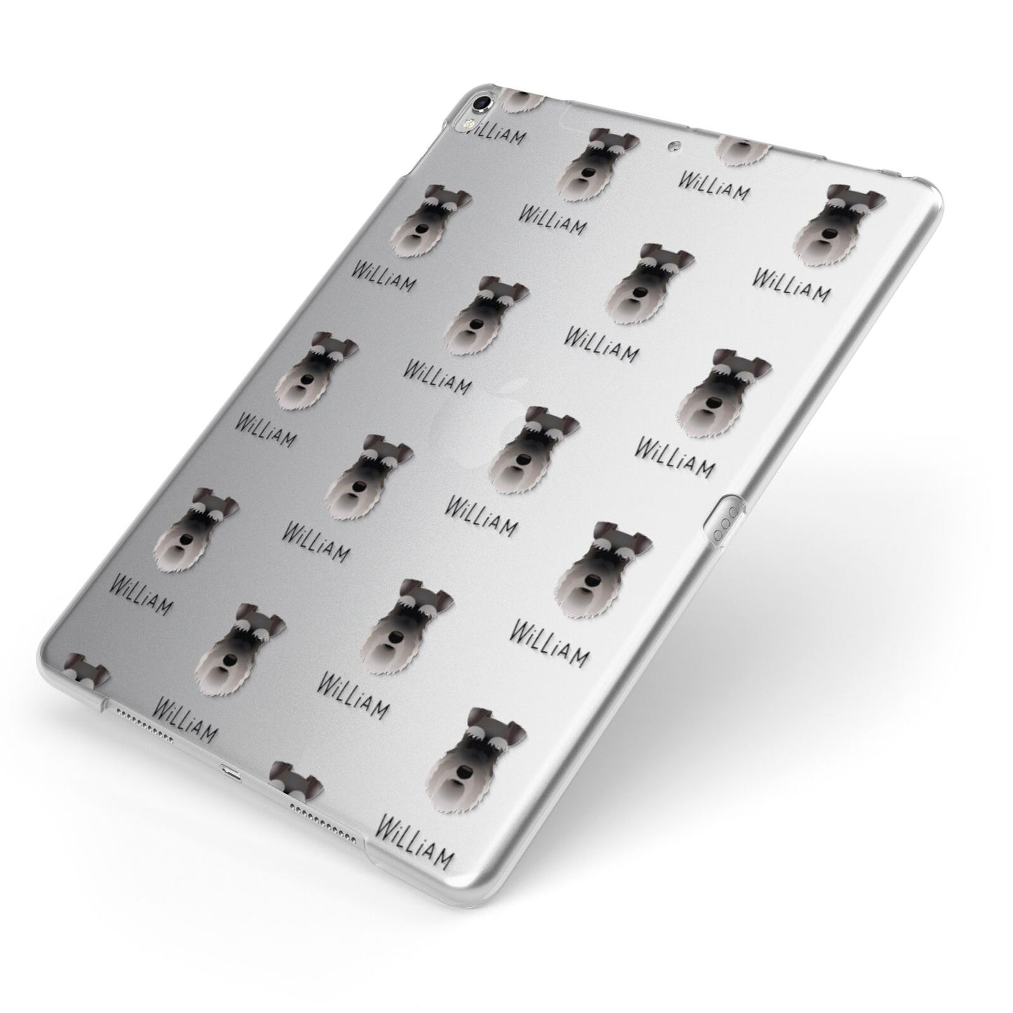 Schnauzer Icon with Name Apple iPad Case on Silver iPad Side View