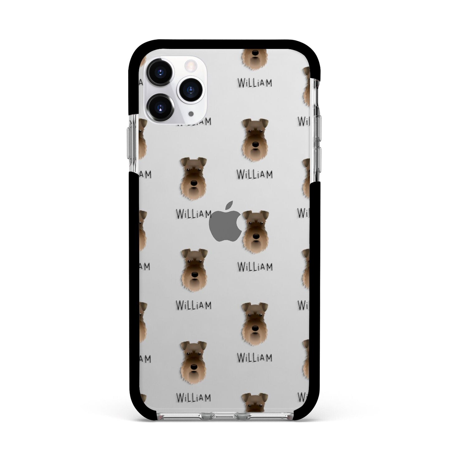 Schnauzer Icon with Name Apple iPhone 11 Pro Max in Silver with Black Impact Case