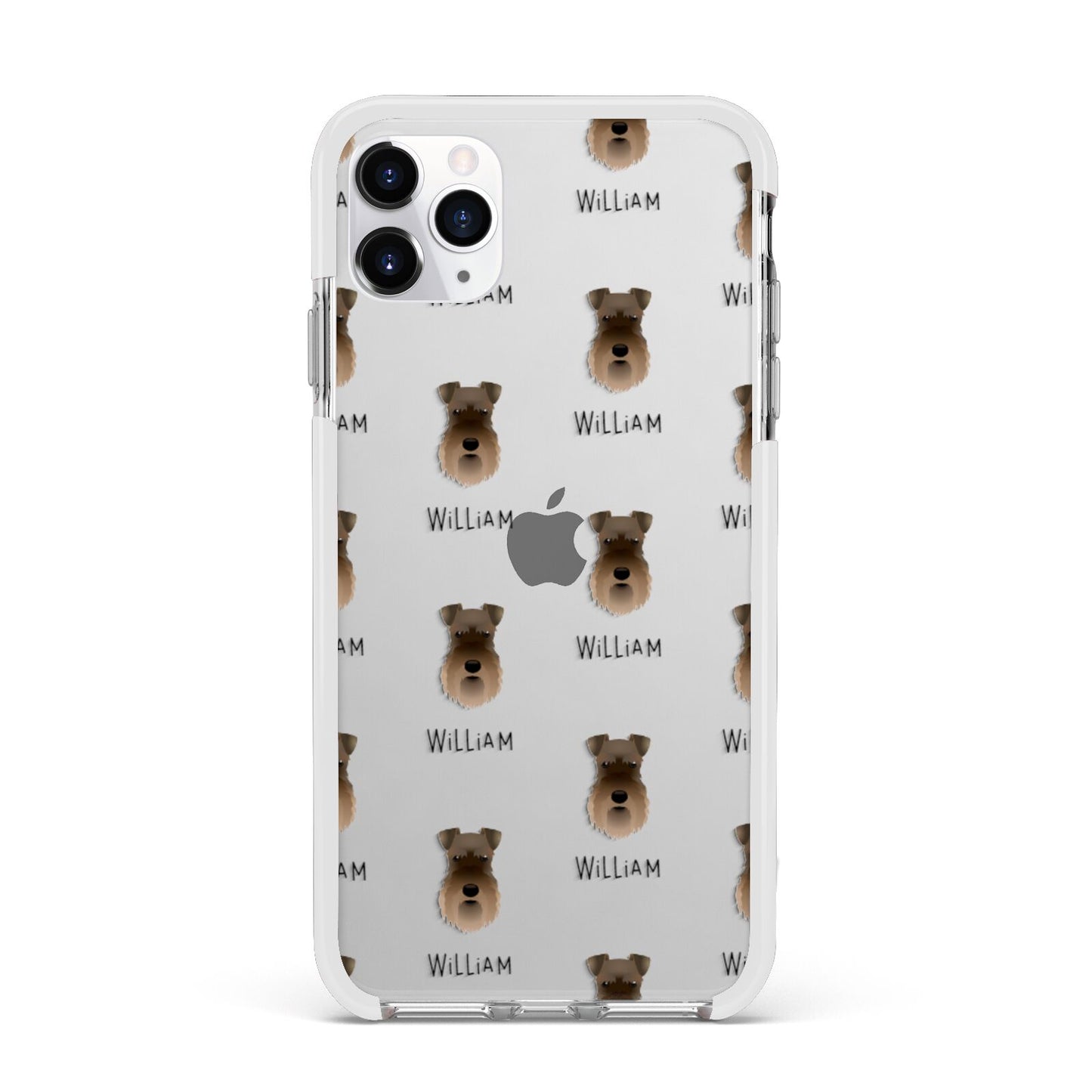 Schnauzer Icon with Name Apple iPhone 11 Pro Max in Silver with White Impact Case