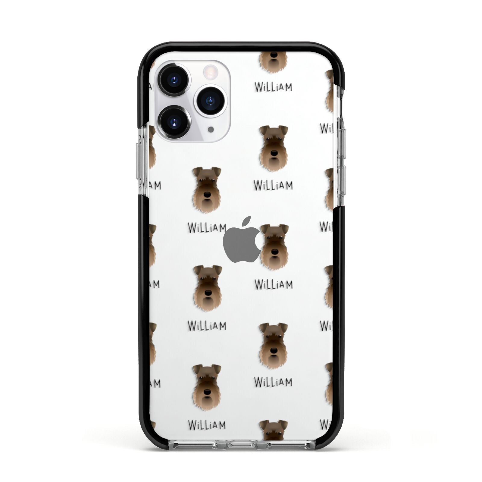 Schnauzer Icon with Name Apple iPhone 11 Pro in Silver with Black Impact Case