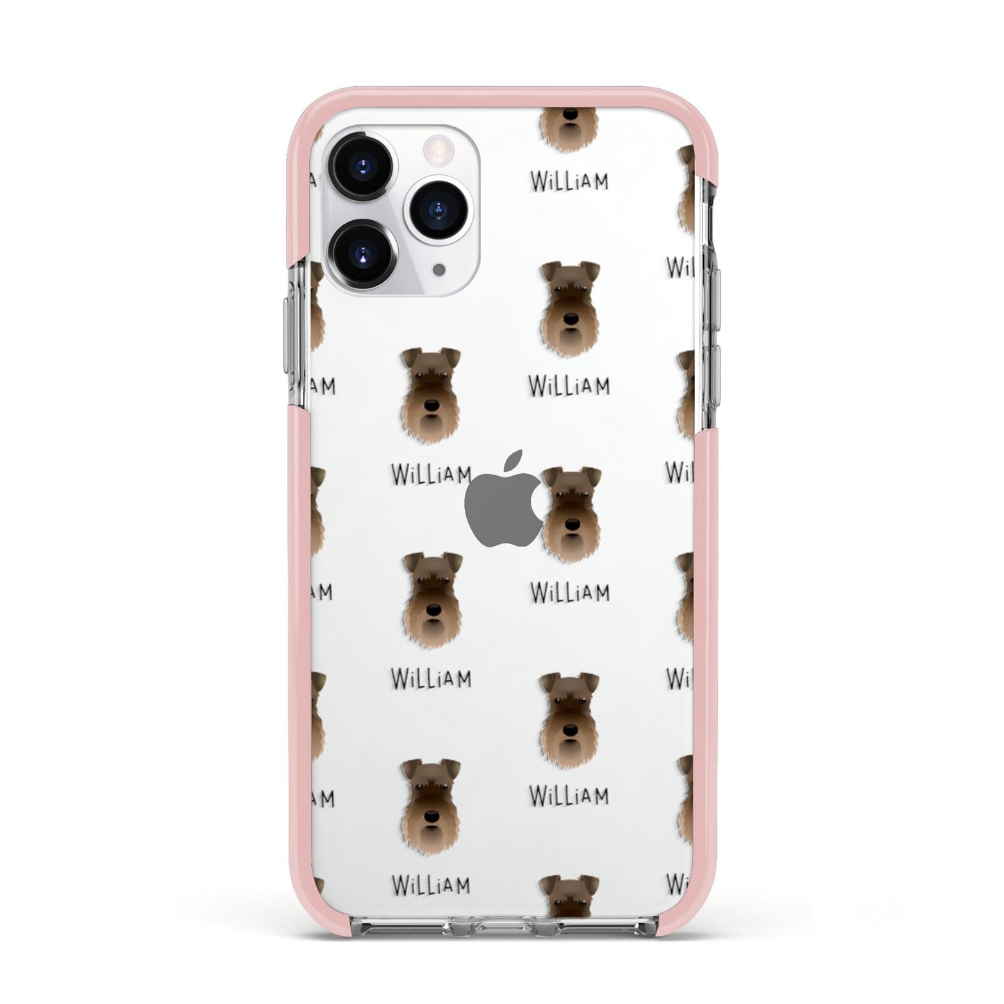 Schnauzer Icon with Name Apple iPhone 11 Pro in Silver with Pink Impact Case