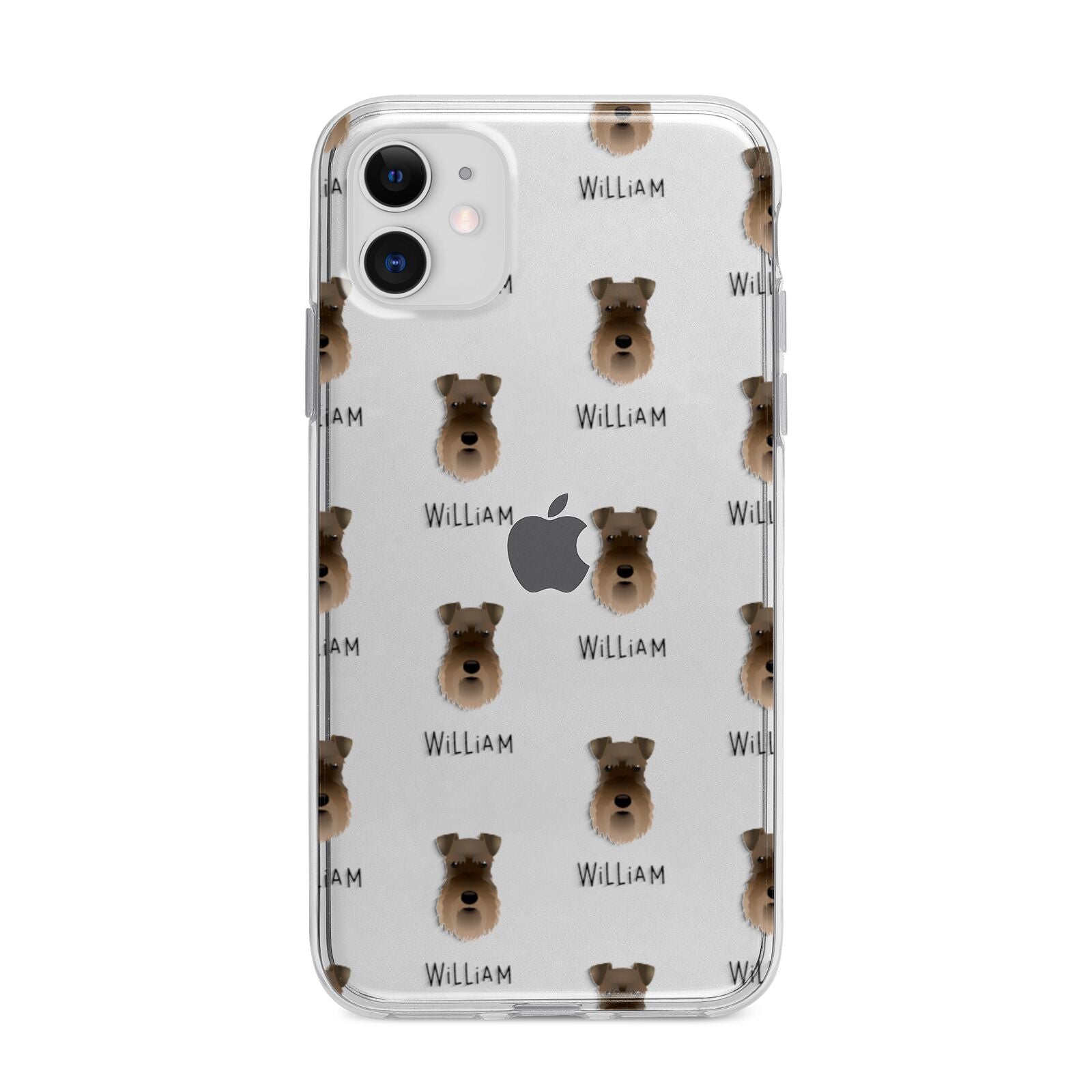 Schnauzer Icon with Name Apple iPhone 11 in White with Bumper Case