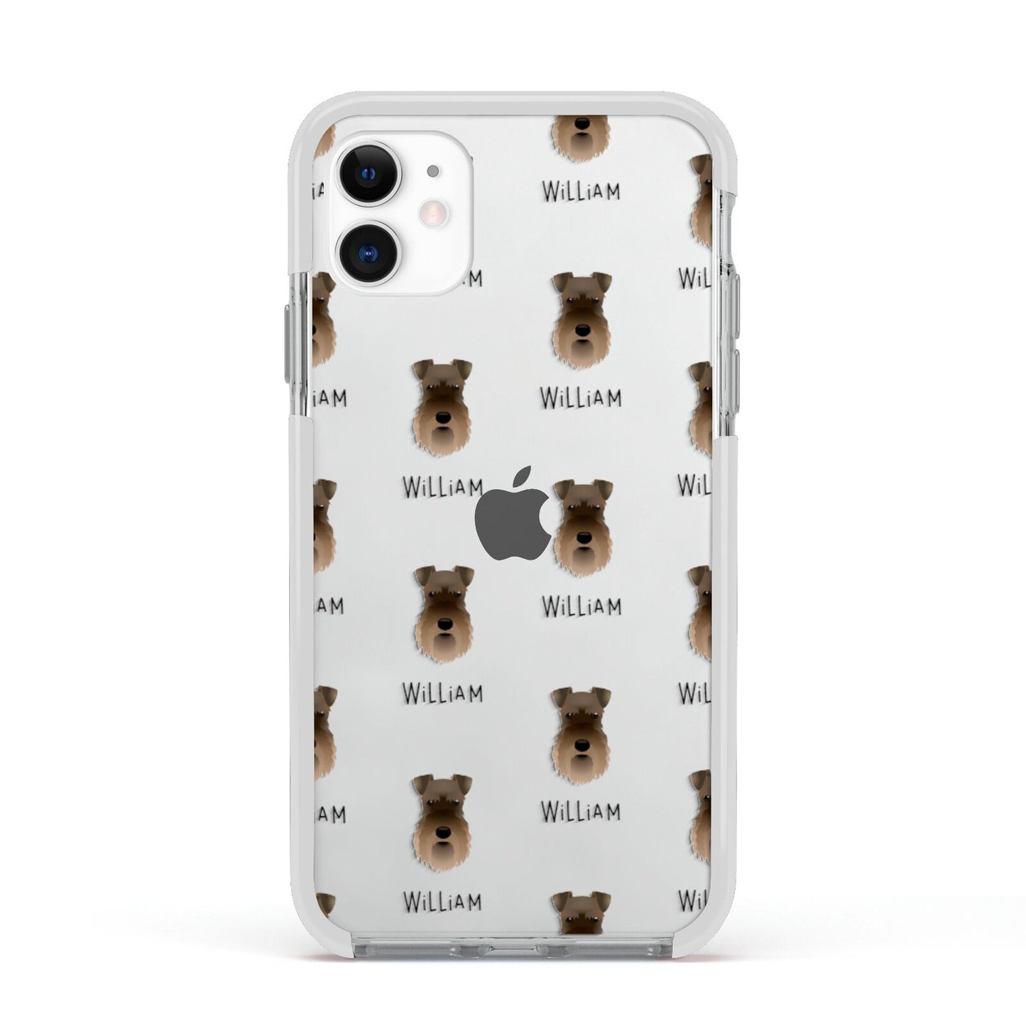 Schnauzer Icon with Name Apple iPhone 11 in White with White Impact Case