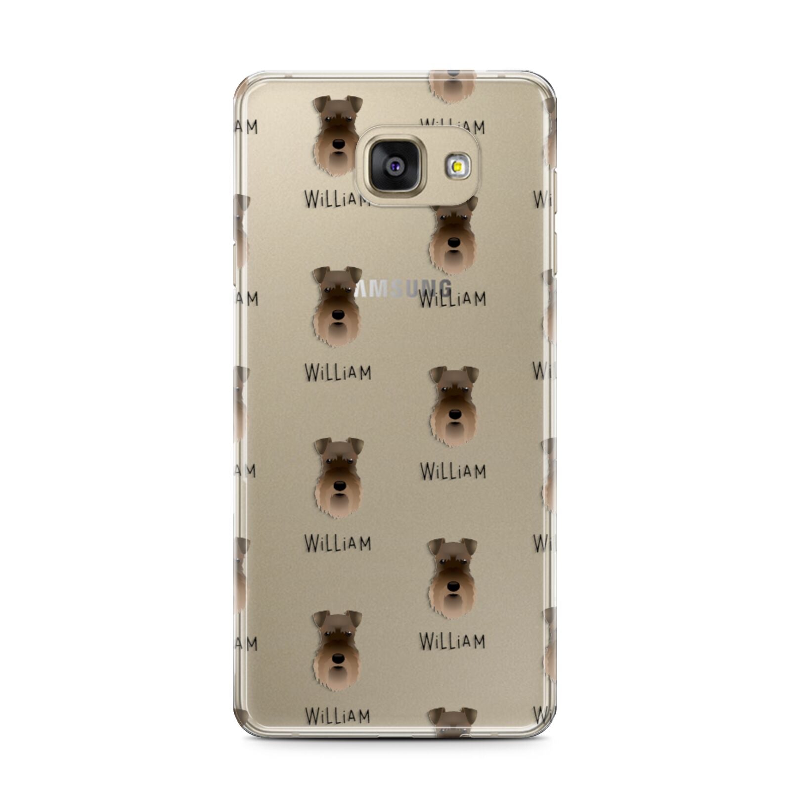Schnauzer Icon with Name Samsung Galaxy A7 2016 Case on gold phone