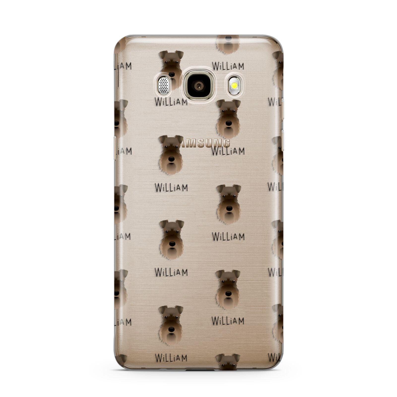 Schnauzer Icon with Name Samsung Galaxy J7 2016 Case on gold phone