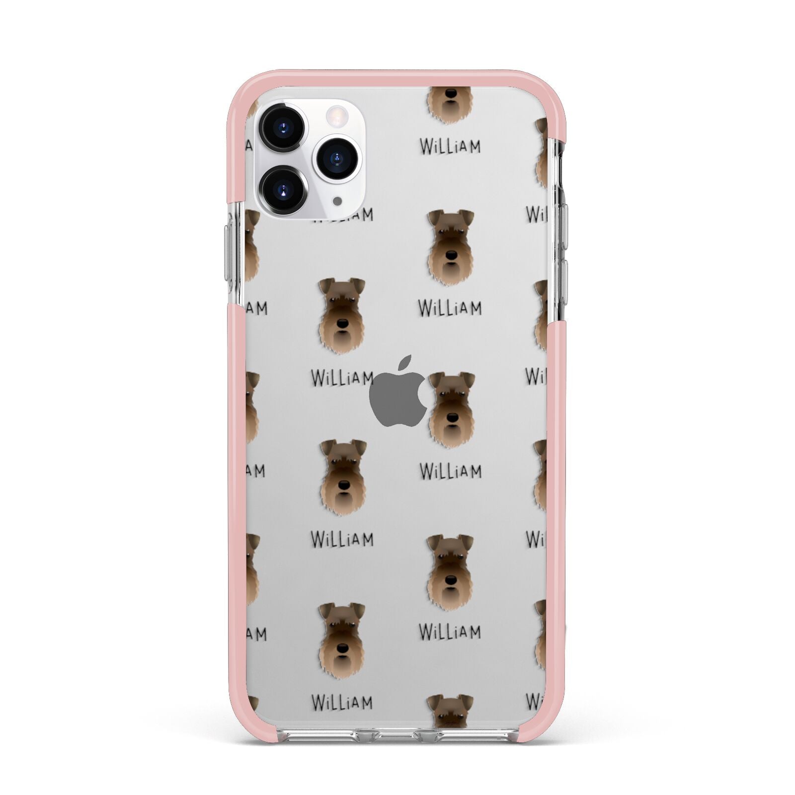 Schnauzer Icon with Name iPhone 11 Pro Max Impact Pink Edge Case