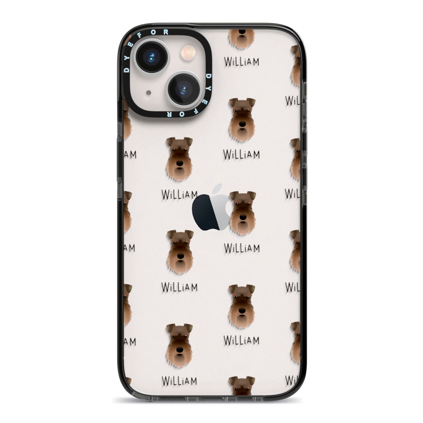 Schnauzer Icon with Name iPhone 13 Black Impact Case on Silver phone