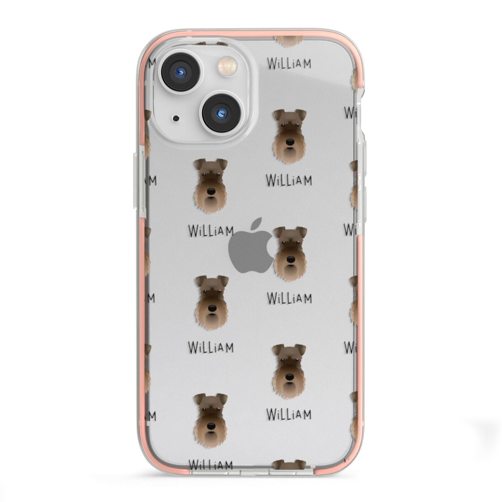 Schnauzer Icon with Name iPhone 13 Mini TPU Impact Case with Pink Edges