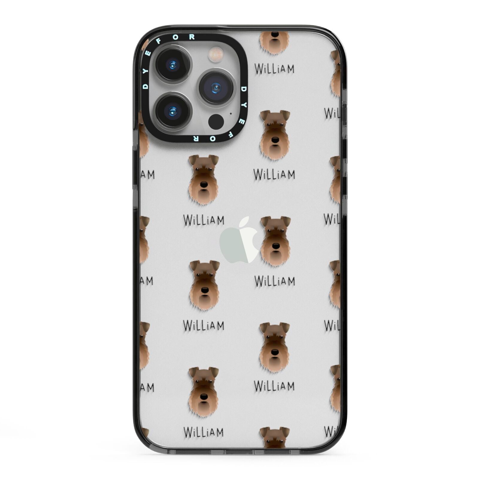 Schnauzer Icon with Name iPhone 13 Pro Max Black Impact Case on Silver phone