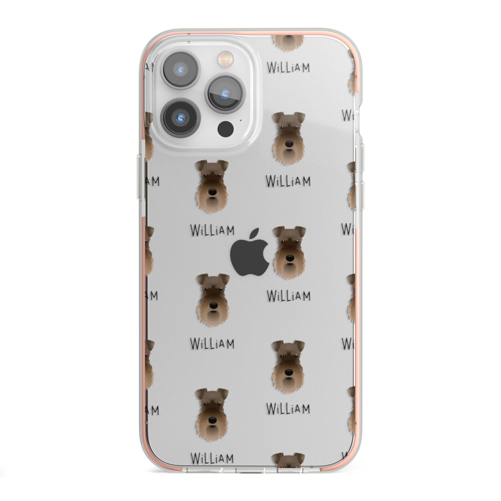 Schnauzer Icon with Name iPhone 13 Pro Max TPU Impact Case with Pink Edges