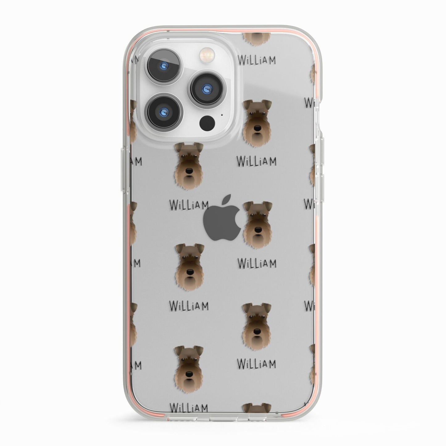 Schnauzer Icon with Name iPhone 13 Pro TPU Impact Case with Pink Edges