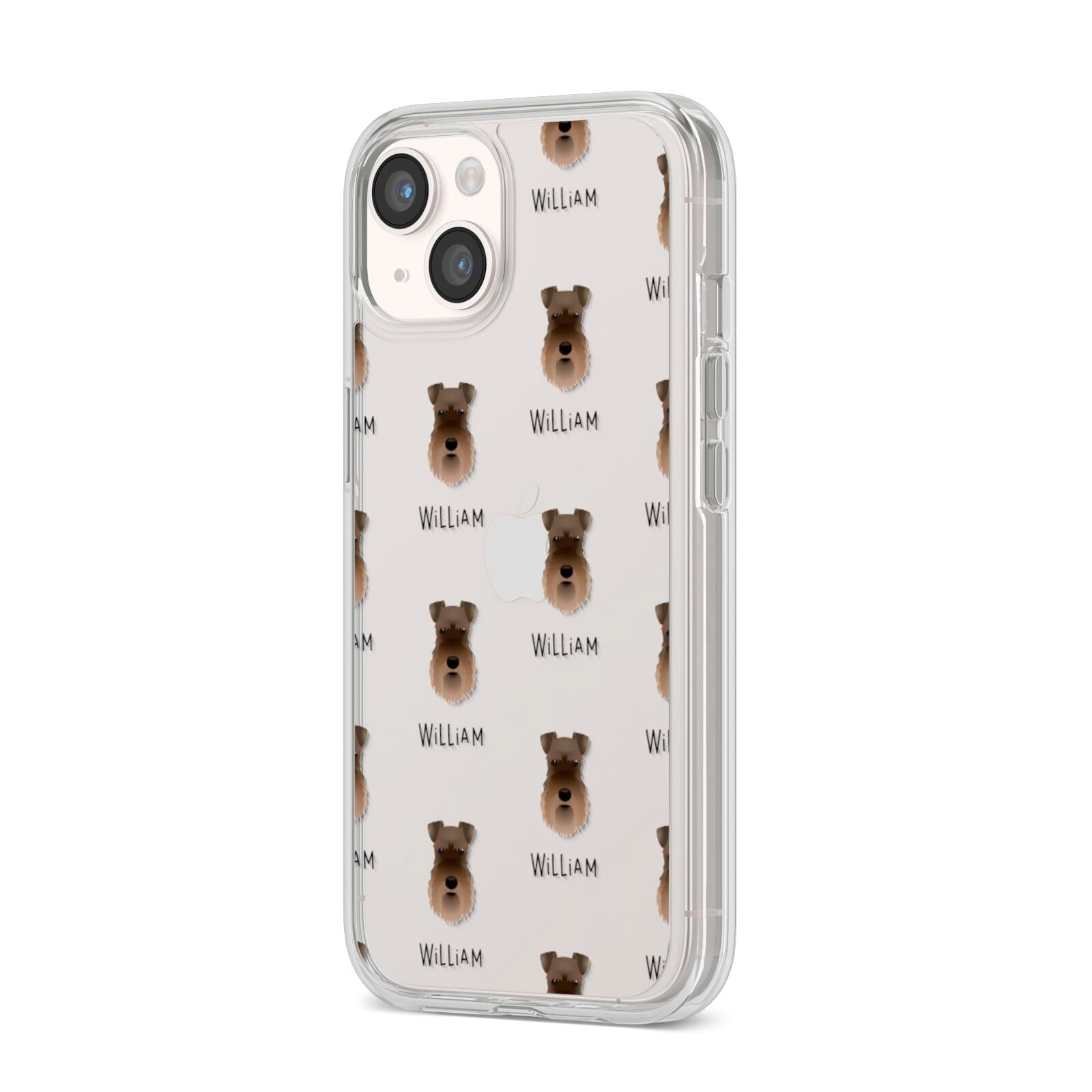 Schnauzer Icon with Name iPhone 14 Clear Tough Case Starlight Angled Image