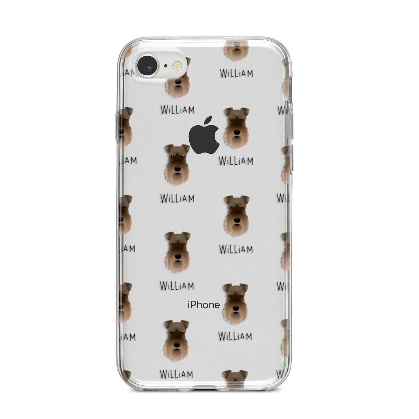 Schnauzer Icon with Name iPhone 8 Bumper Case on Silver iPhone