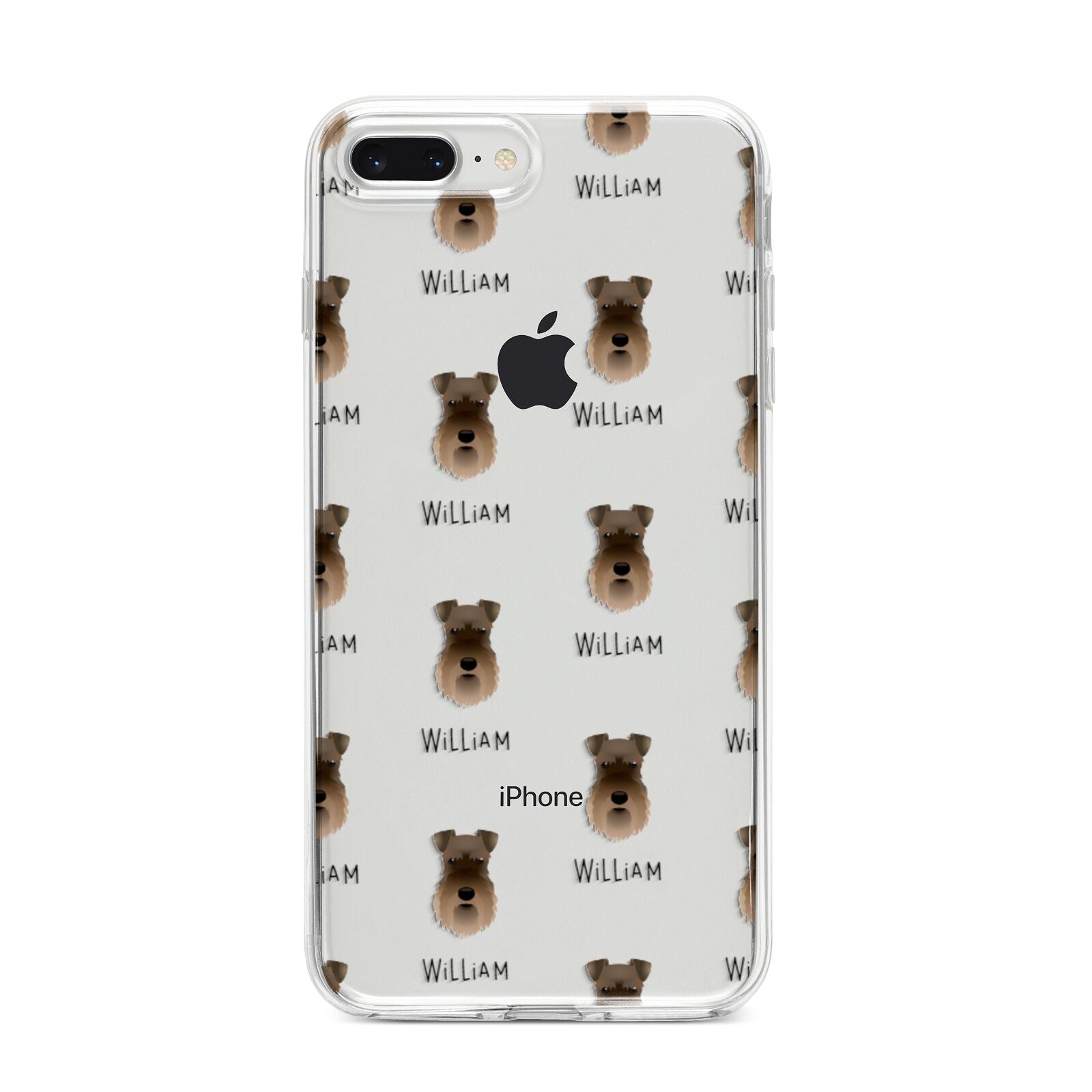 Schnauzer Icon with Name iPhone 8 Plus Bumper Case on Silver iPhone