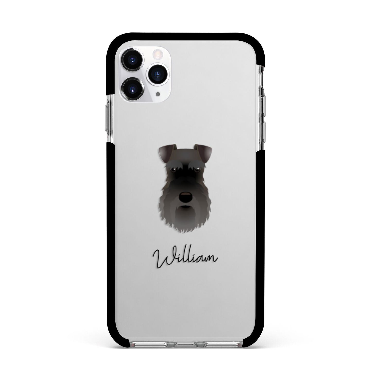 Schnauzer Personalised Apple iPhone 11 Pro Max in Silver with Black Impact Case