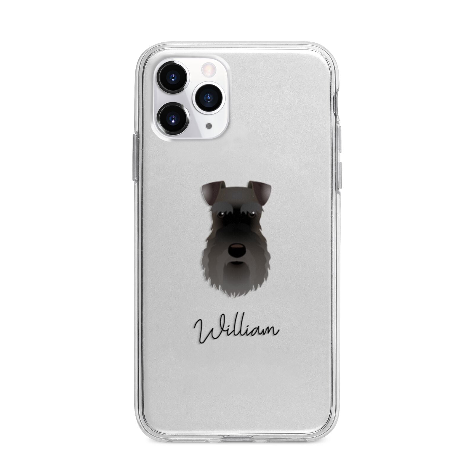 Schnauzer Personalised Apple iPhone 11 Pro Max in Silver with Bumper Case