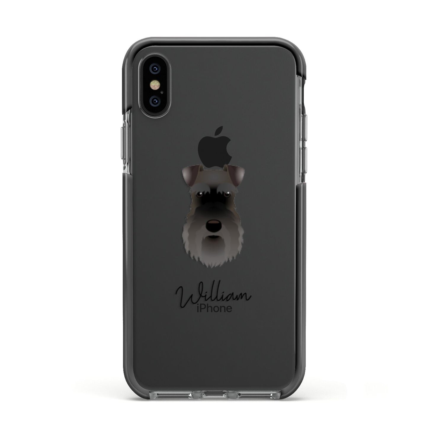 Schnauzer Personalised Apple iPhone Xs Impact Case Black Edge on Black Phone