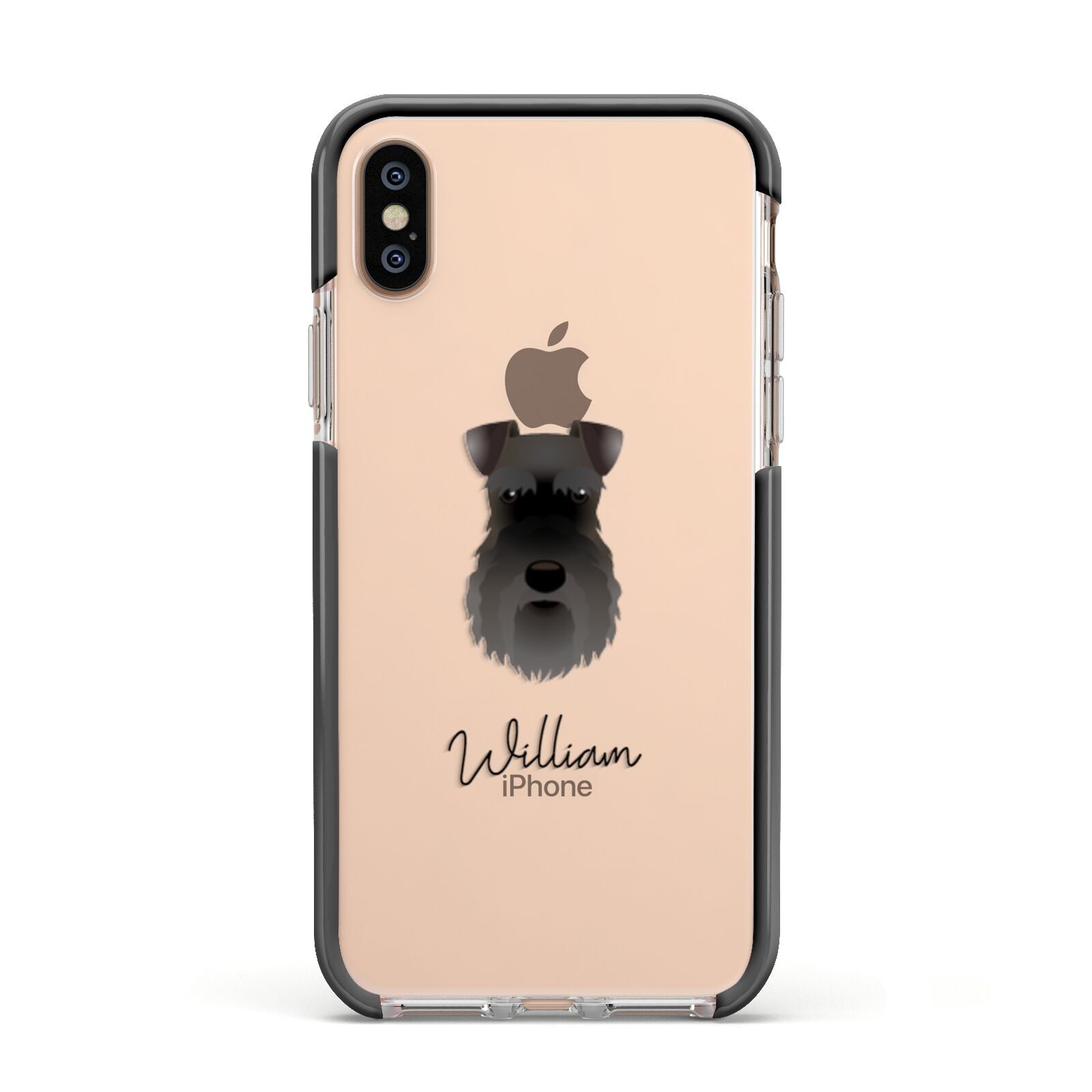 Schnauzer Personalised Apple iPhone Xs Impact Case Black Edge on Gold Phone