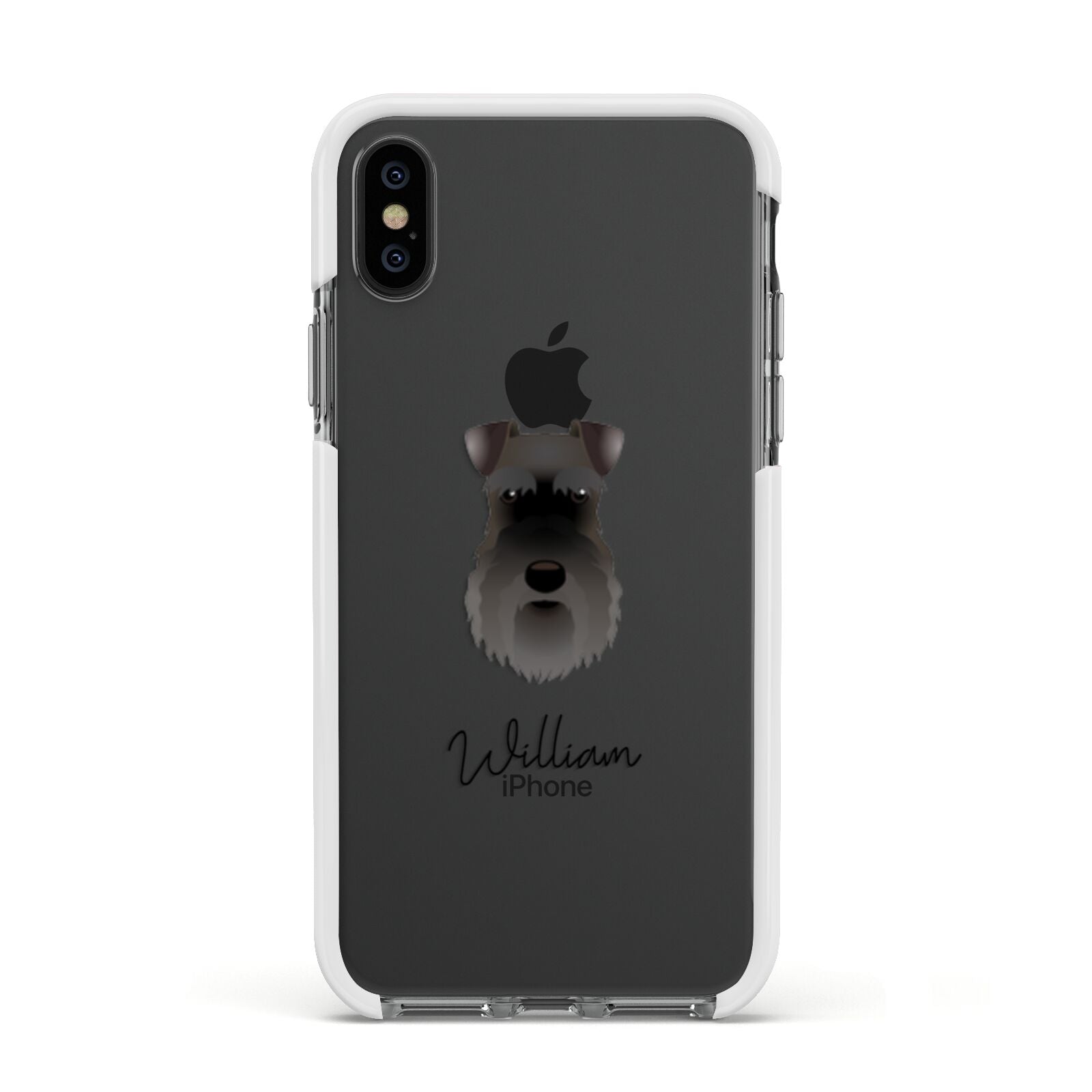 Schnauzer Personalised Apple iPhone Xs Impact Case White Edge on Black Phone