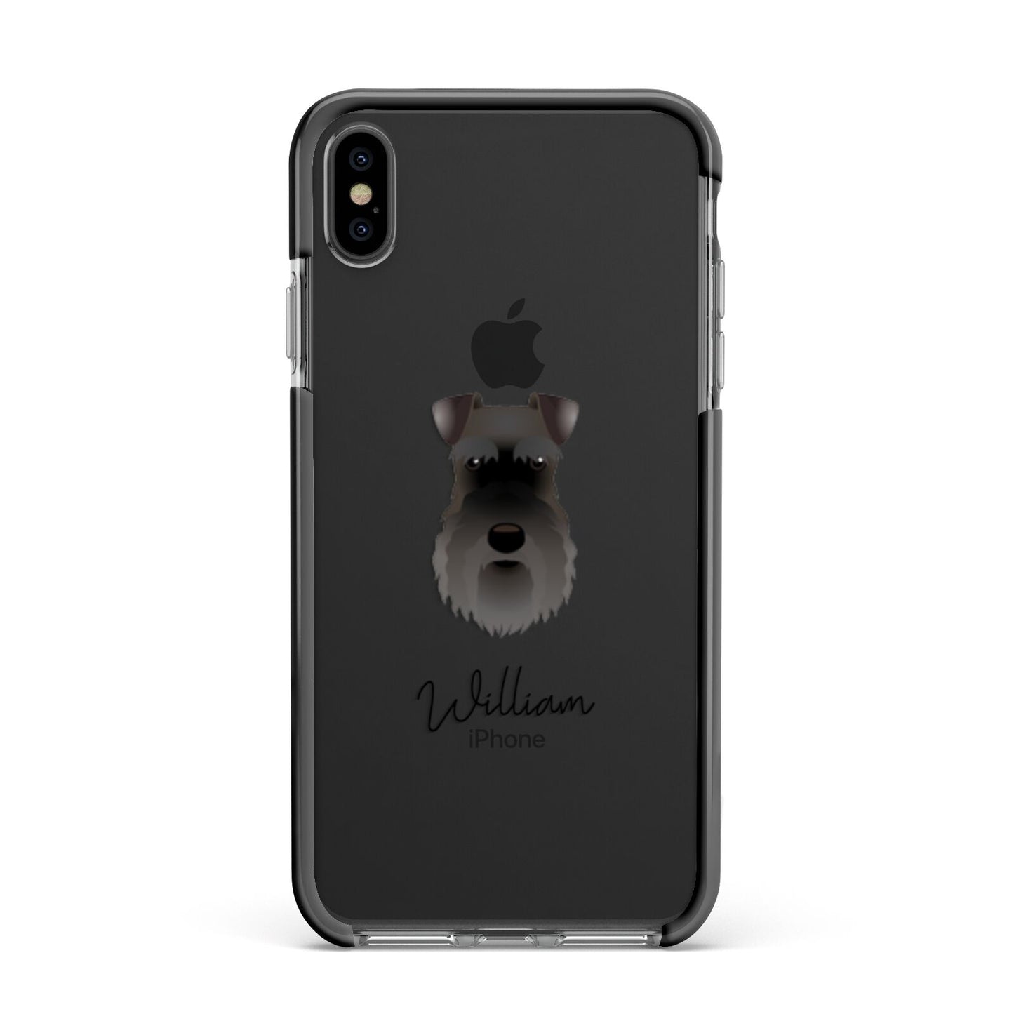 Schnauzer Personalised Apple iPhone Xs Max Impact Case Black Edge on Black Phone