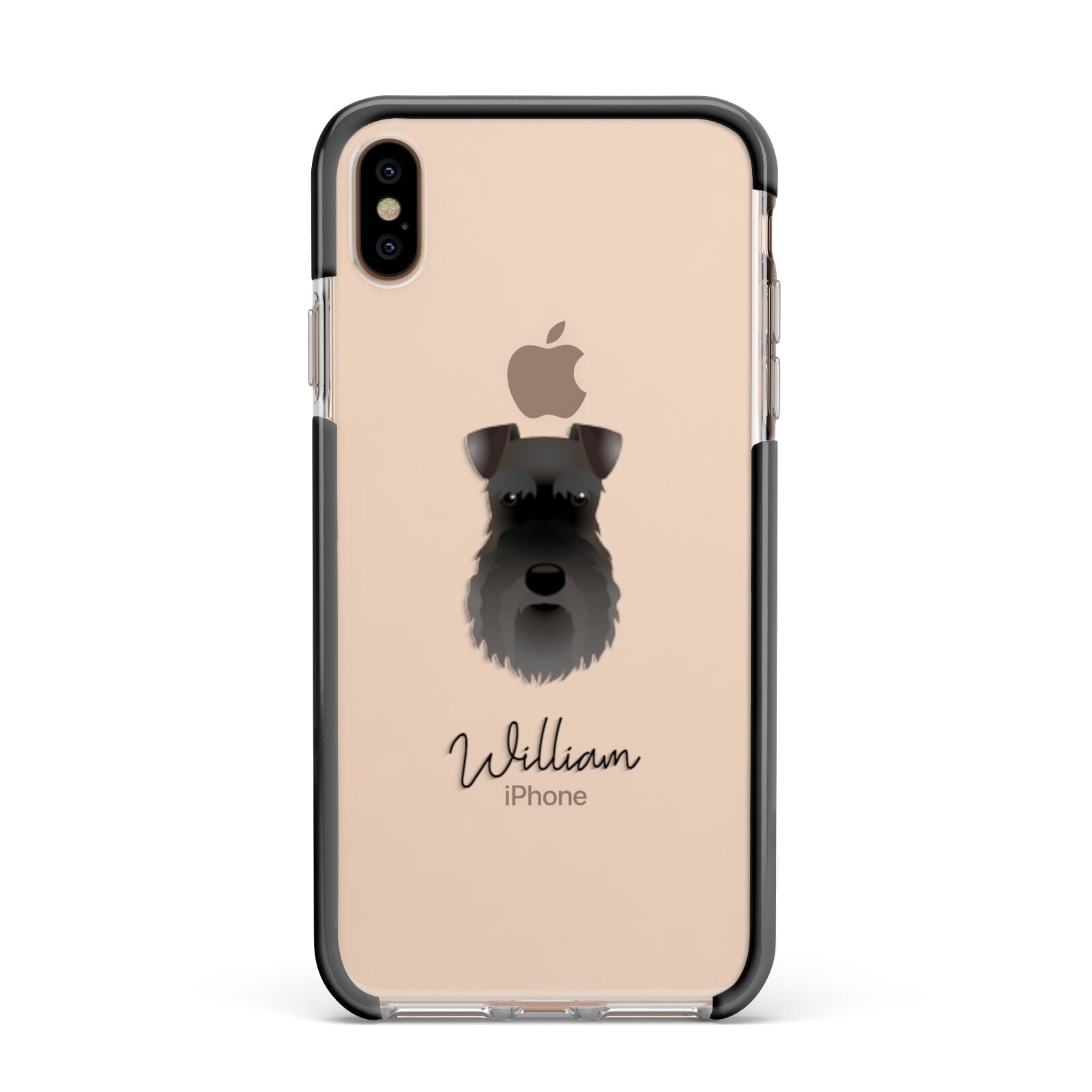 Schnauzer Personalised Apple iPhone Xs Max Impact Case Black Edge on Gold Phone