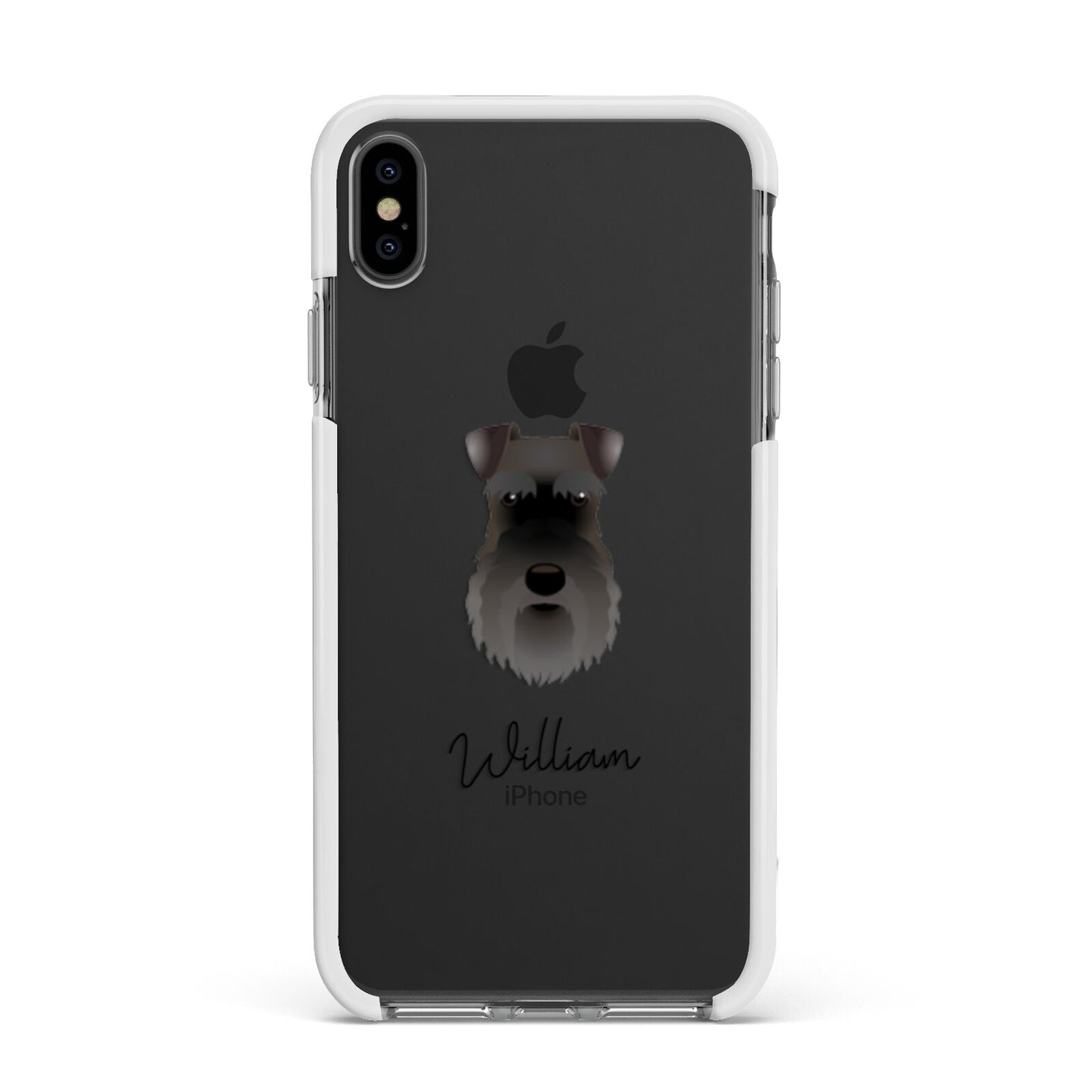 Schnauzer Personalised Apple iPhone Xs Max Impact Case White Edge on Black Phone