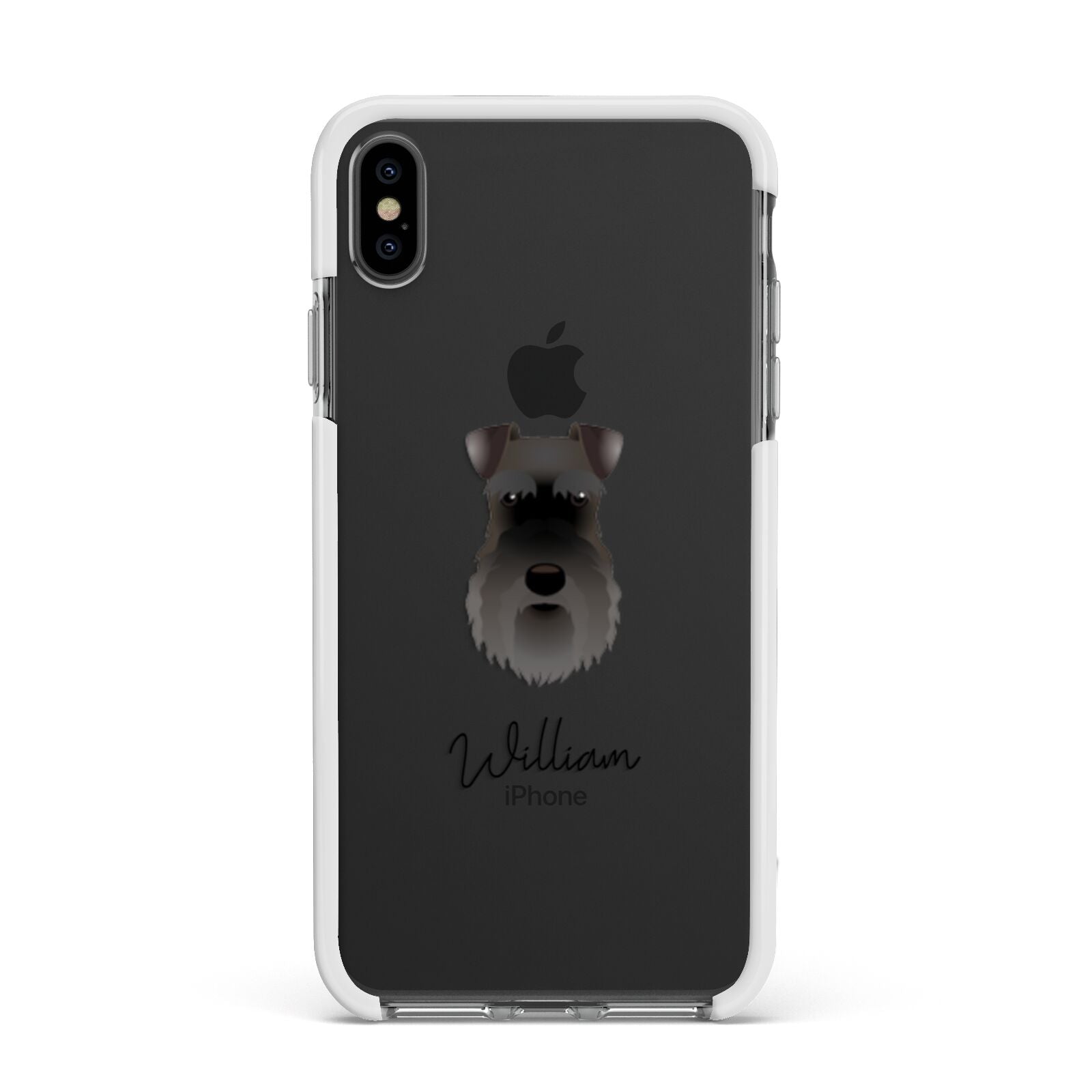 Schnauzer Personalised Apple iPhone Xs Max Impact Case White Edge on Black Phone