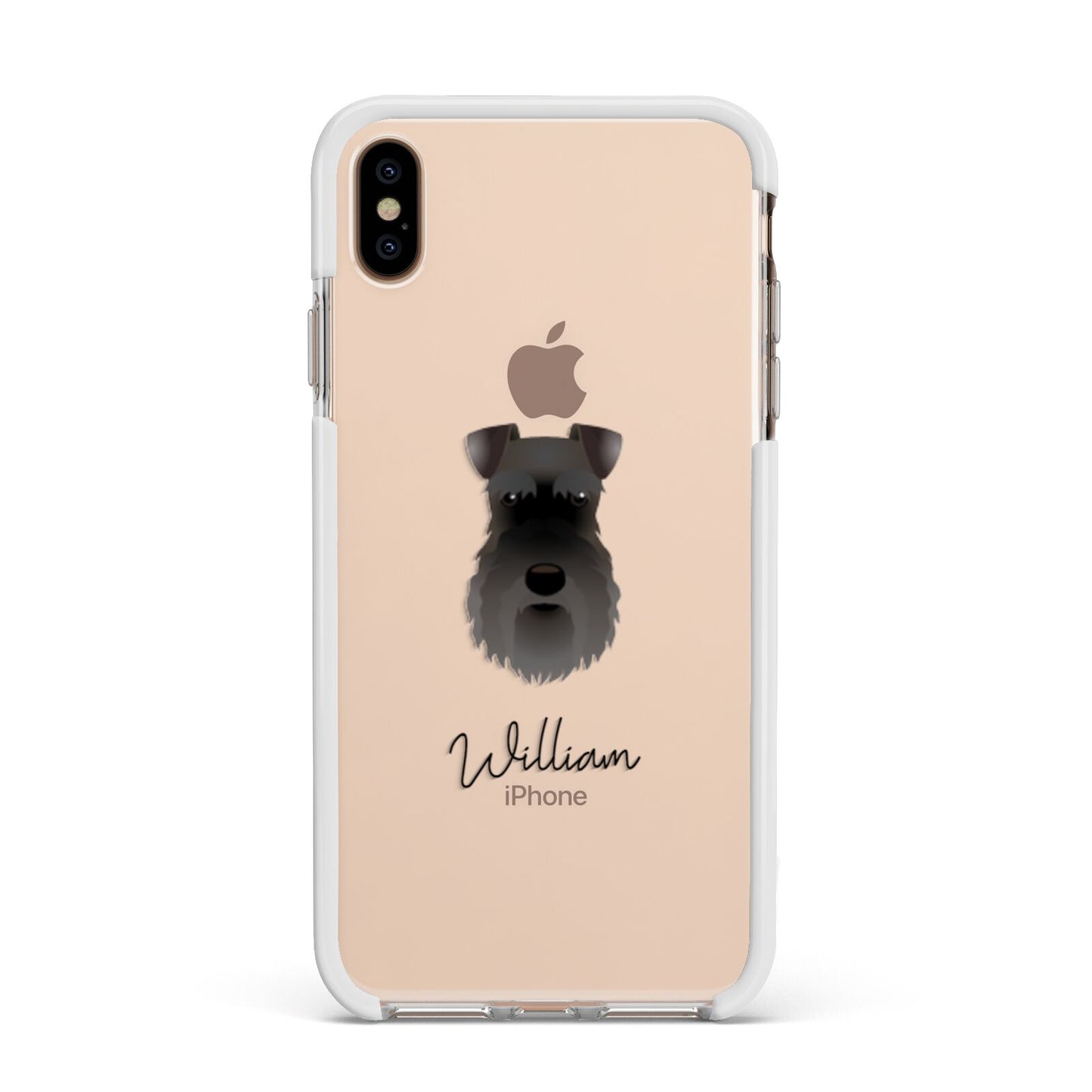 Schnauzer Personalised Apple iPhone Xs Max Impact Case White Edge on Gold Phone