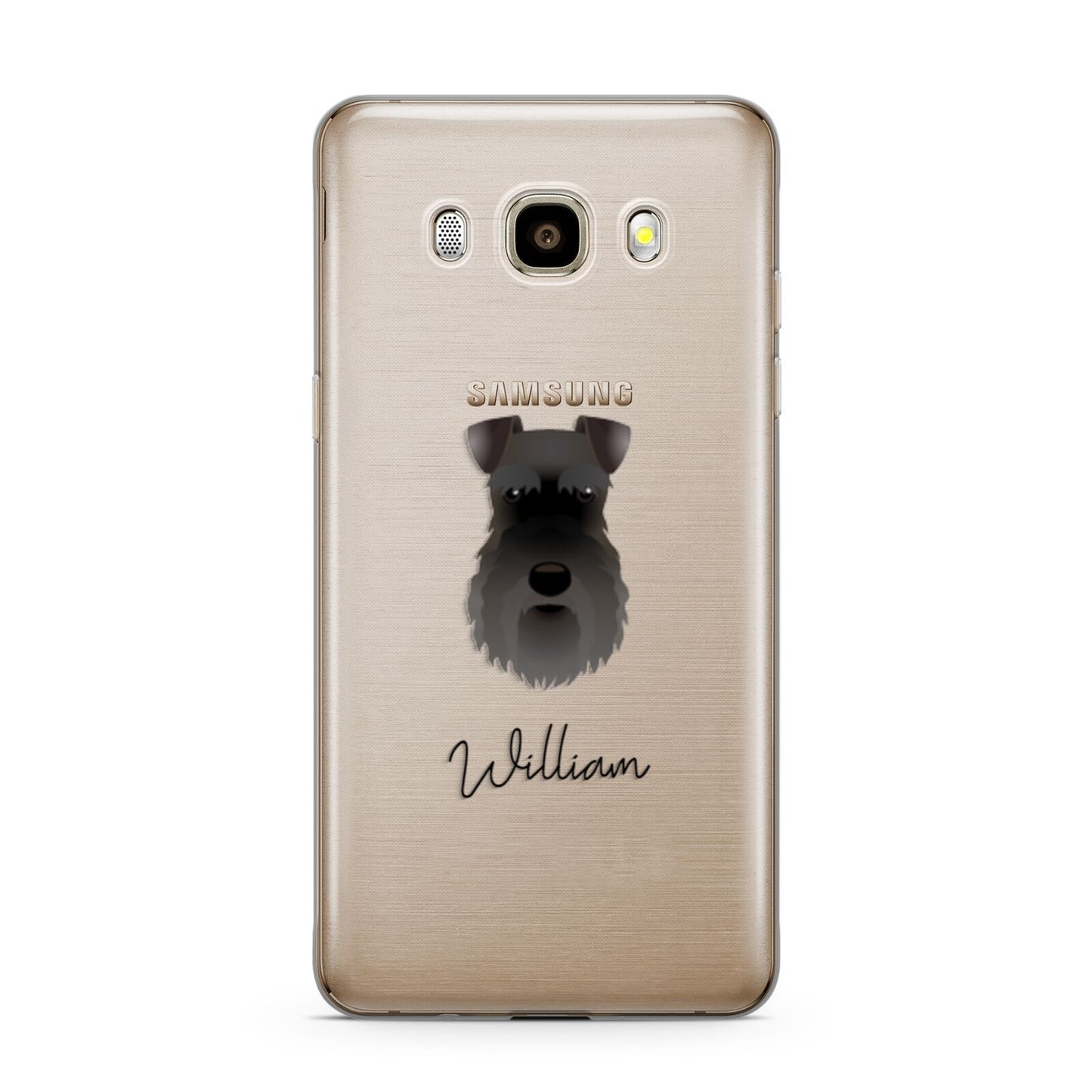 Schnauzer Personalised Samsung Galaxy J7 2016 Case on gold phone