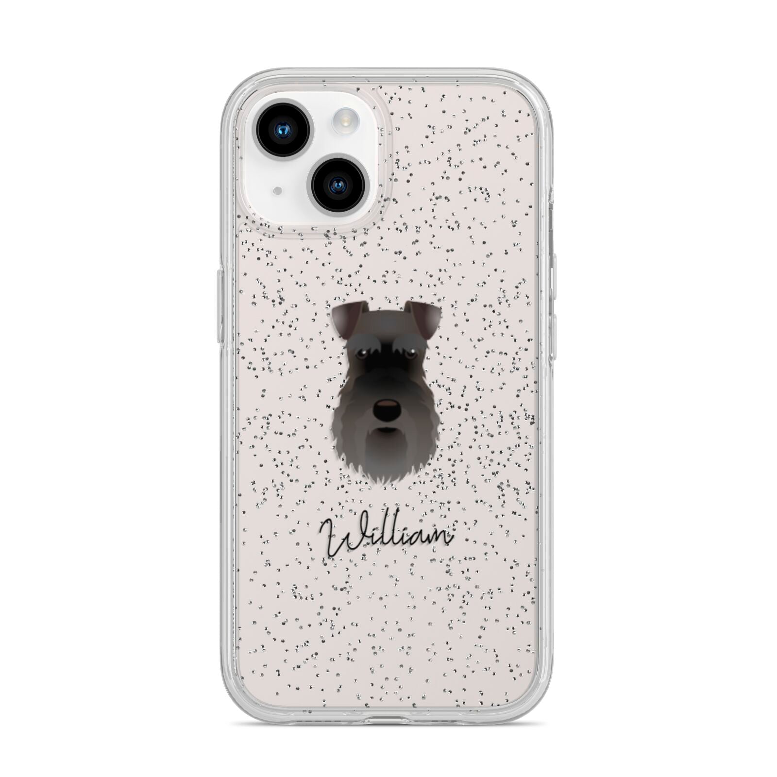 Schnauzer Personalised iPhone 14 Glitter Tough Case Starlight