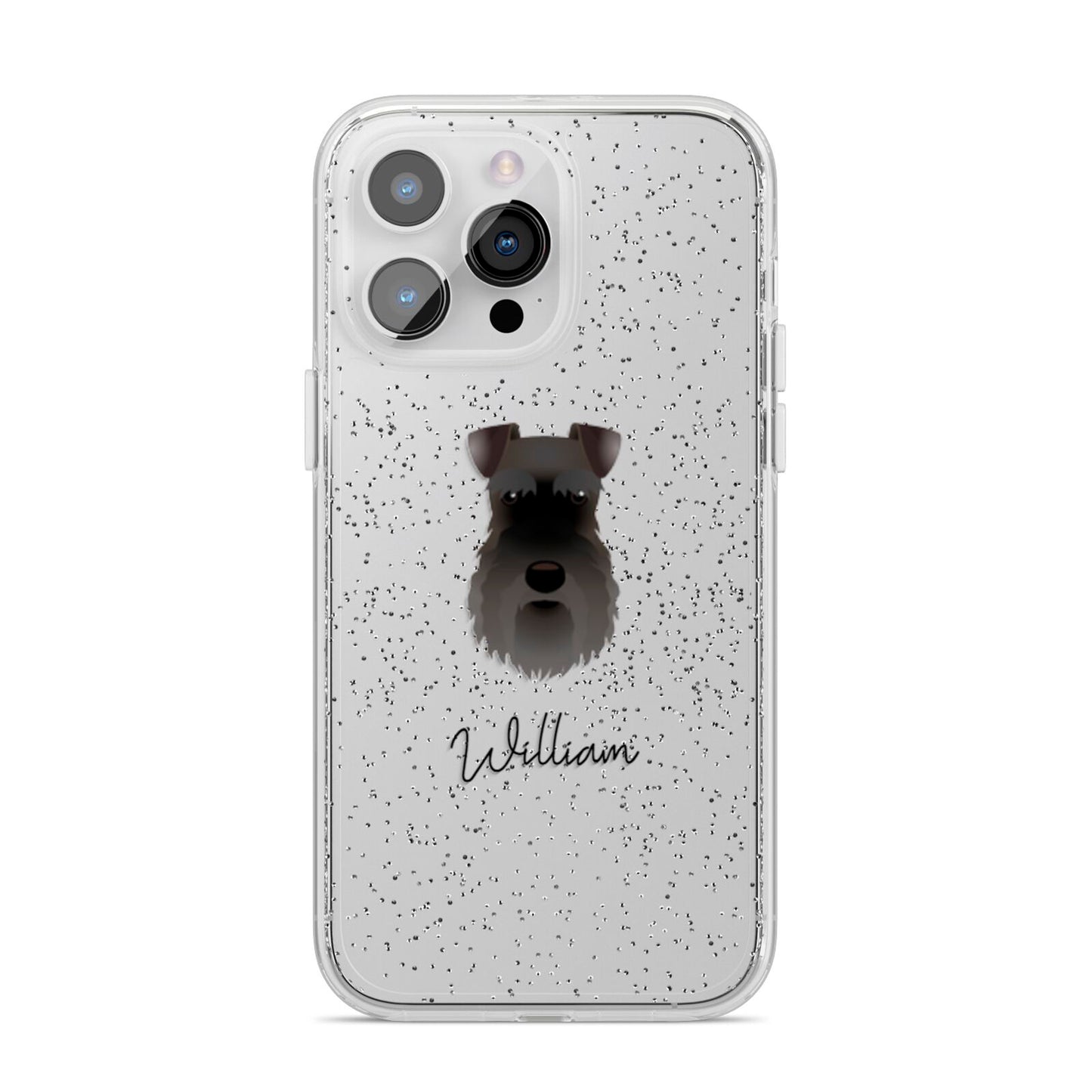 Schnauzer Personalised iPhone 14 Pro Max Glitter Tough Case Silver