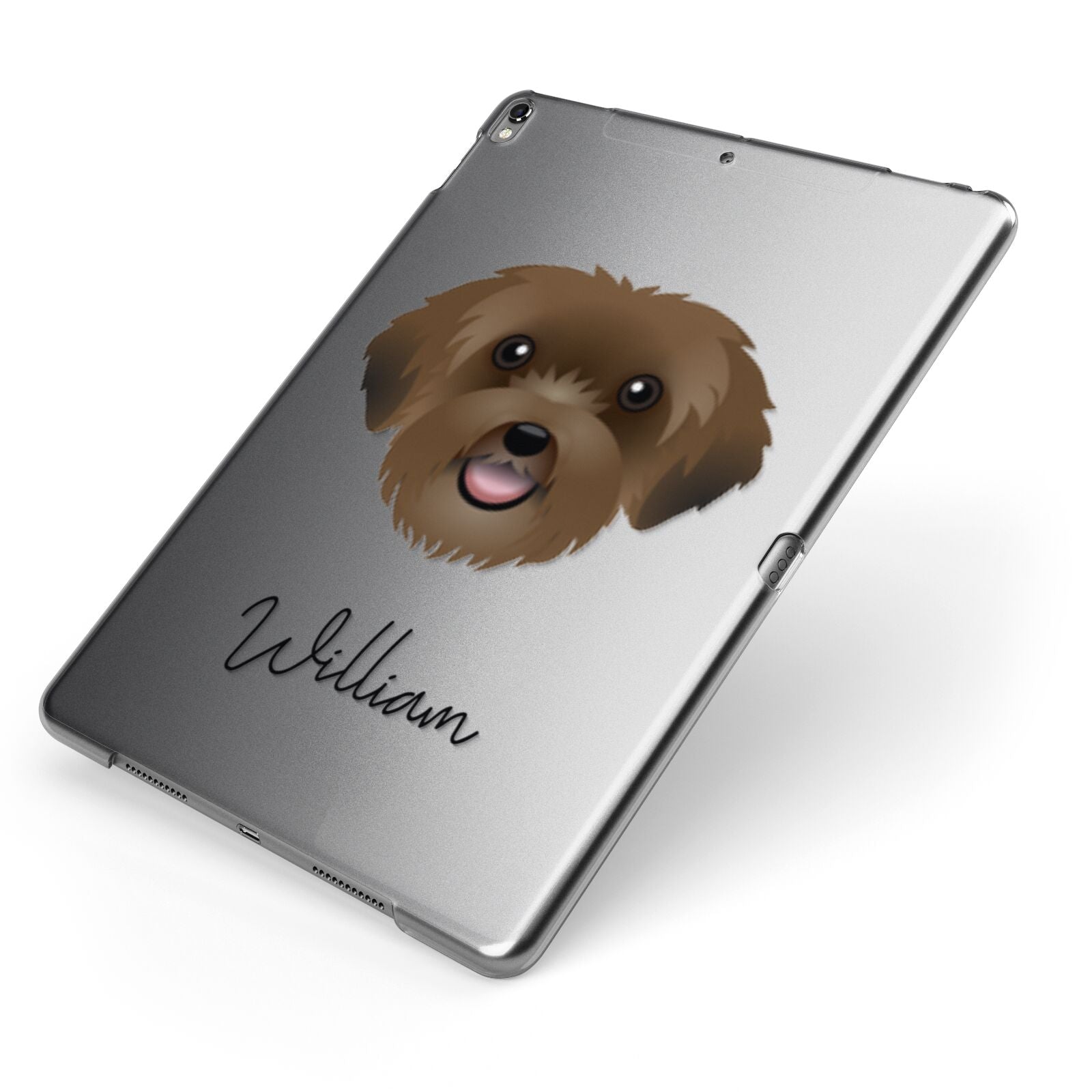 Schnoodle Personalised Apple iPad Case on Grey iPad Side View