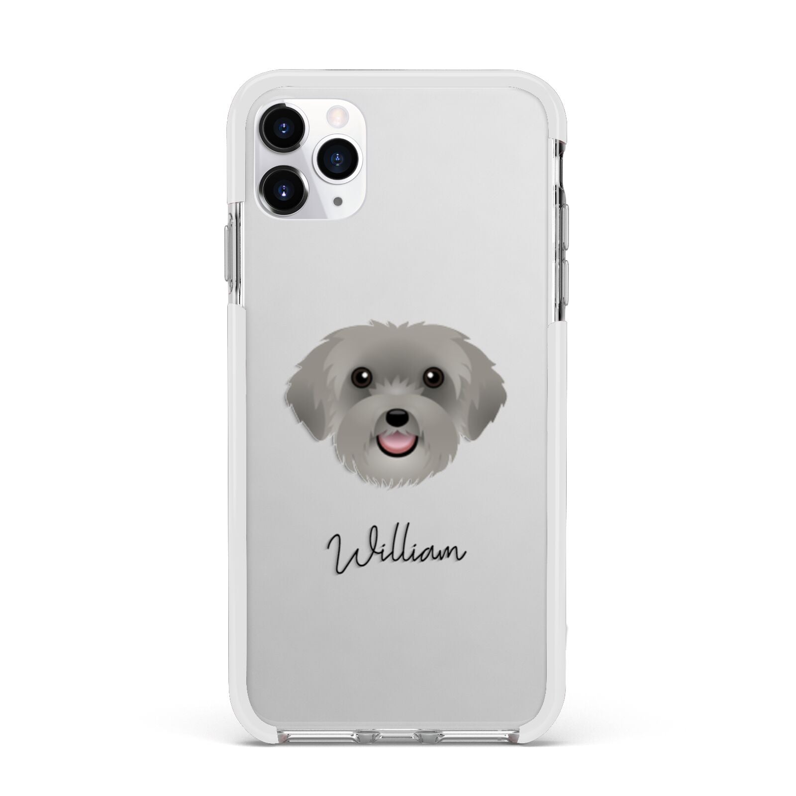 Schnoodle Personalised Apple iPhone 11 Pro Max in Silver with White Impact Case