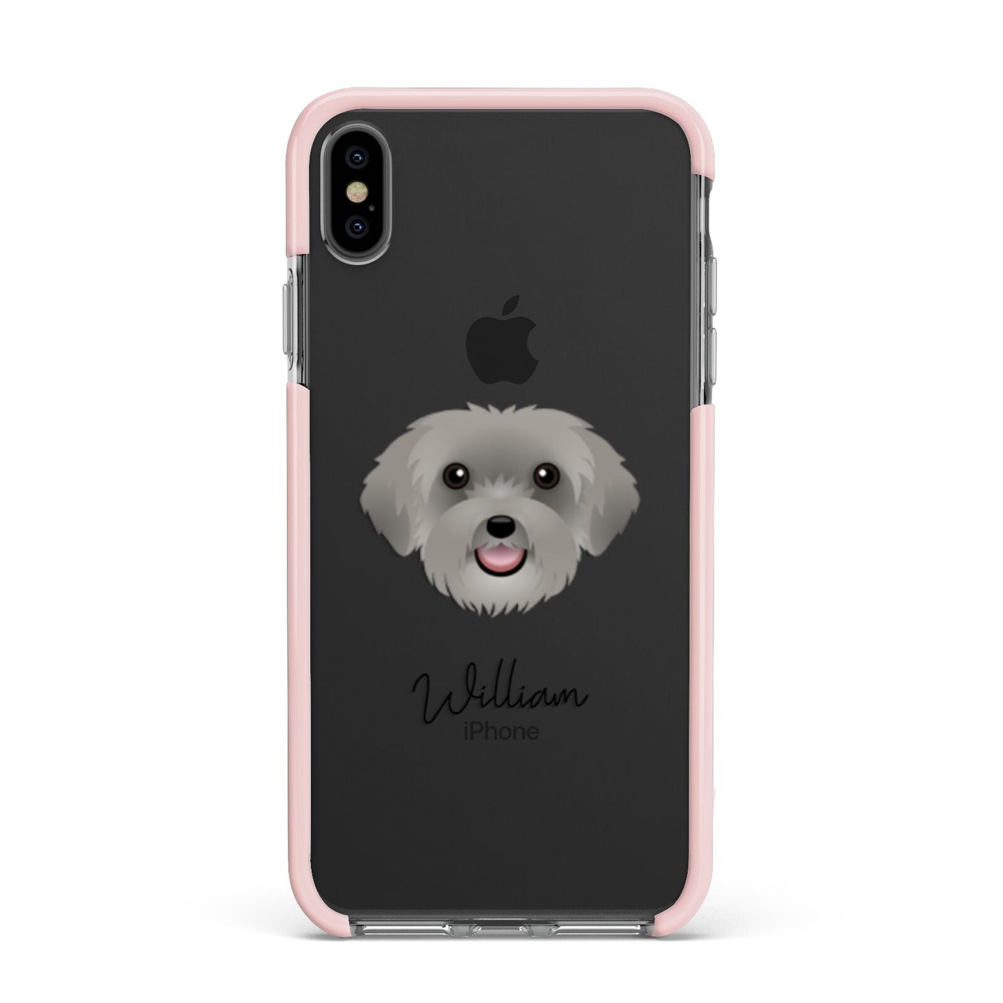 Schnoodle Personalised Apple iPhone Xs Max Impact Case Pink Edge on Black Phone