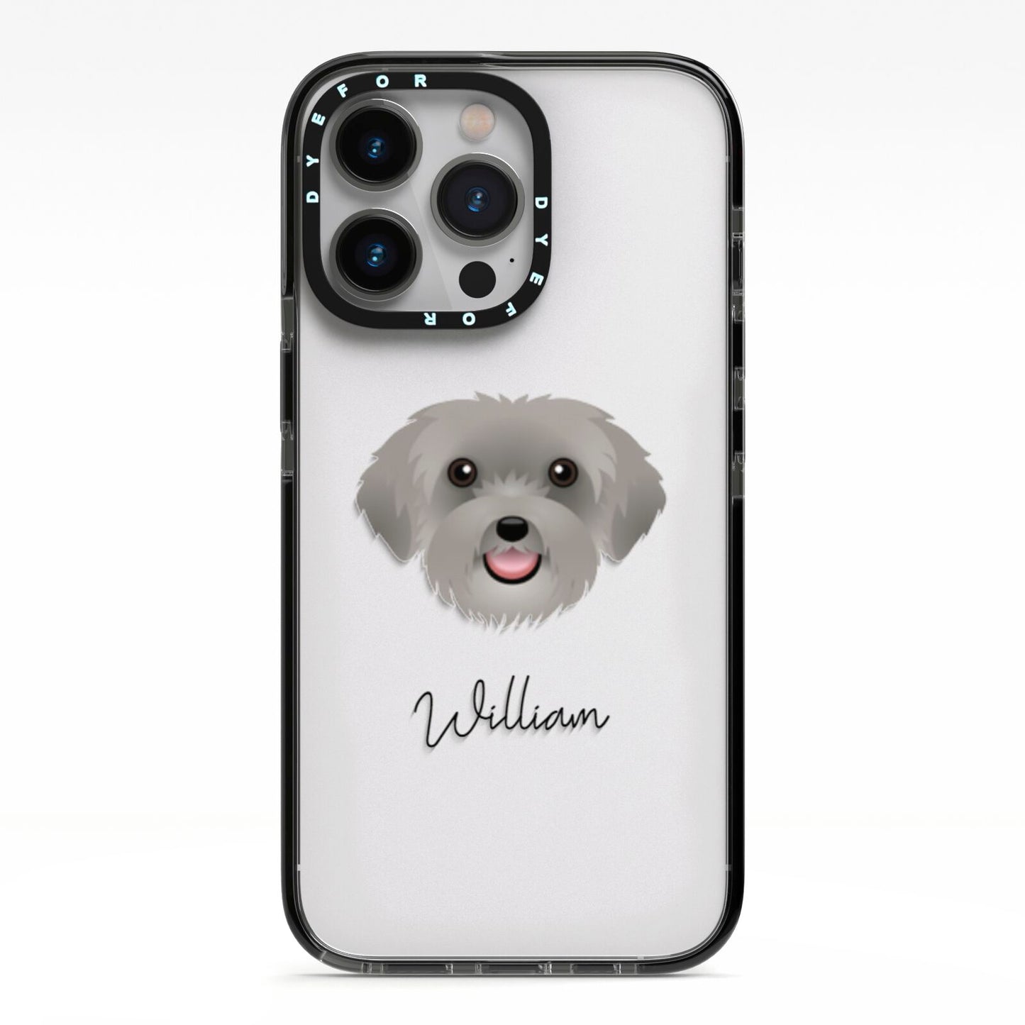 Schnoodle Personalised iPhone 13 Pro Black Impact Case on Silver phone