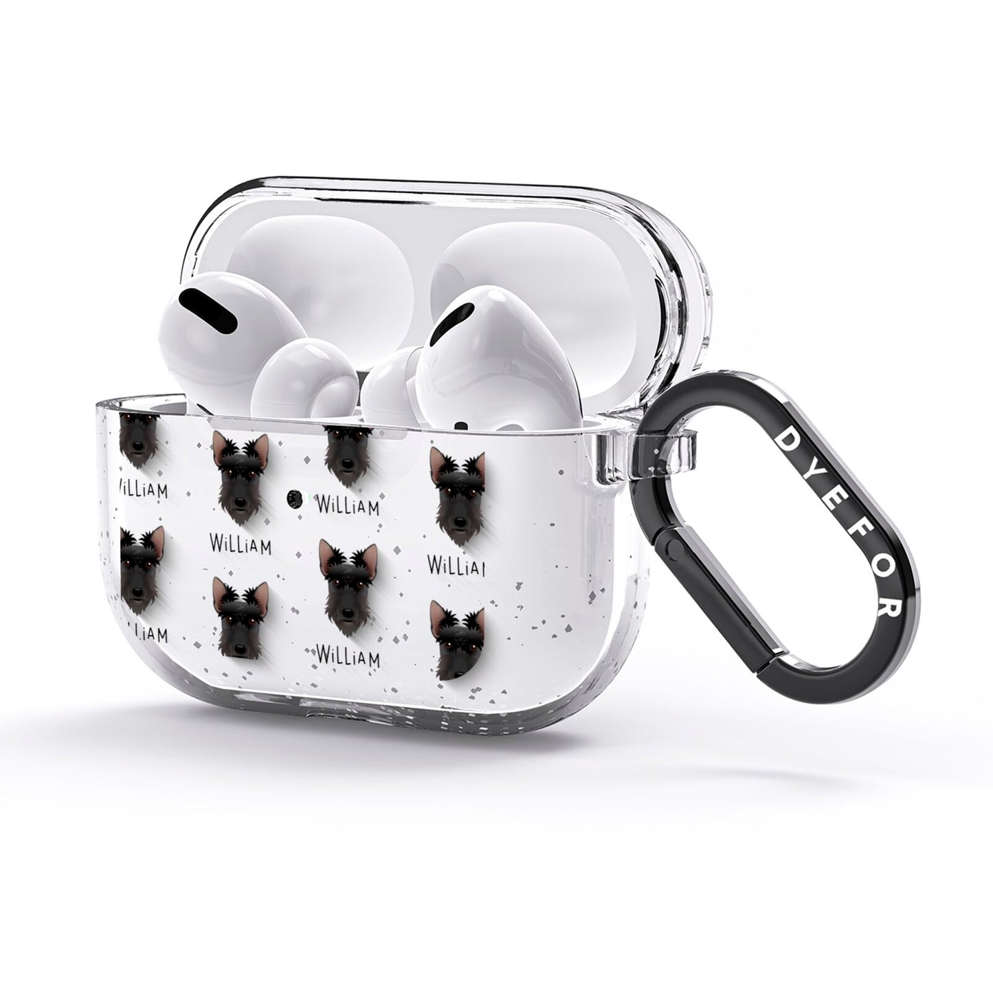 Scottish Terrier Icon with Name AirPods Glitter Case 3rd Gen Side Image