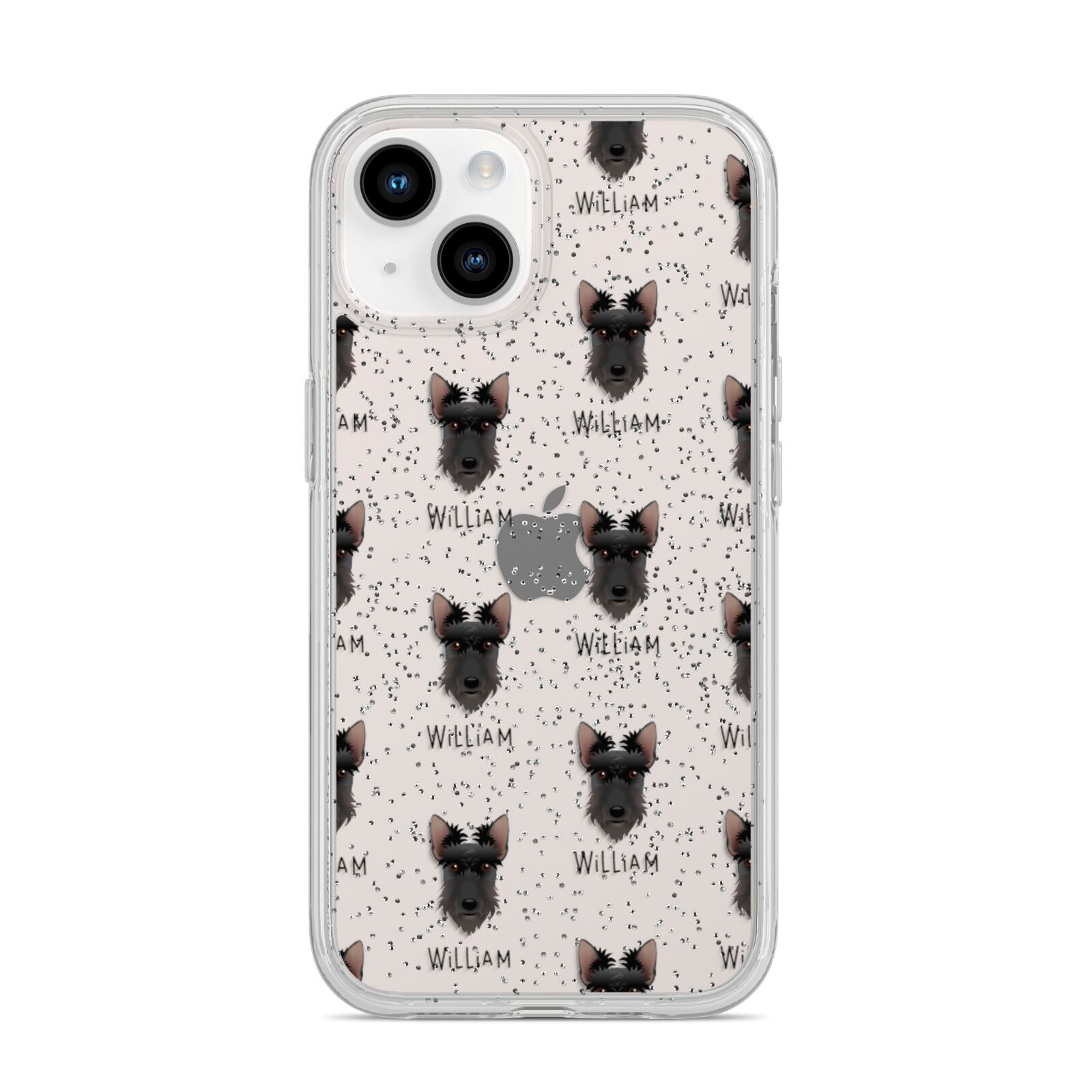 Scottish Terrier Icon with Name iPhone 14 Glitter Tough Case Starlight