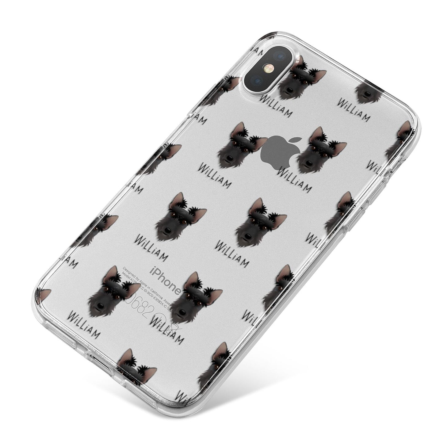 Scottish Terrier Icon with Name iPhone X Bumper Case on Silver iPhone