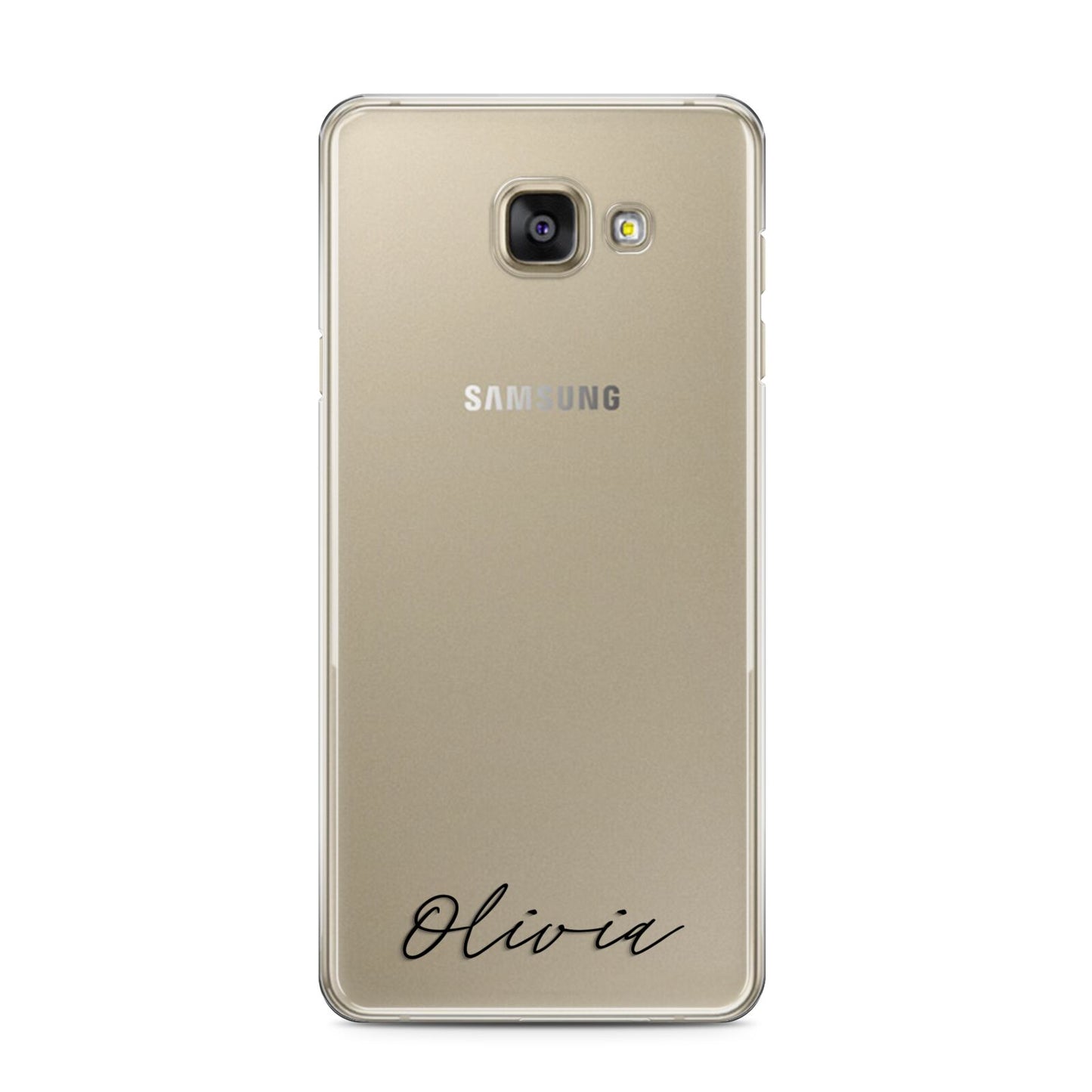 Scroll Text Name Samsung Galaxy A3 2016 Case on gold phone