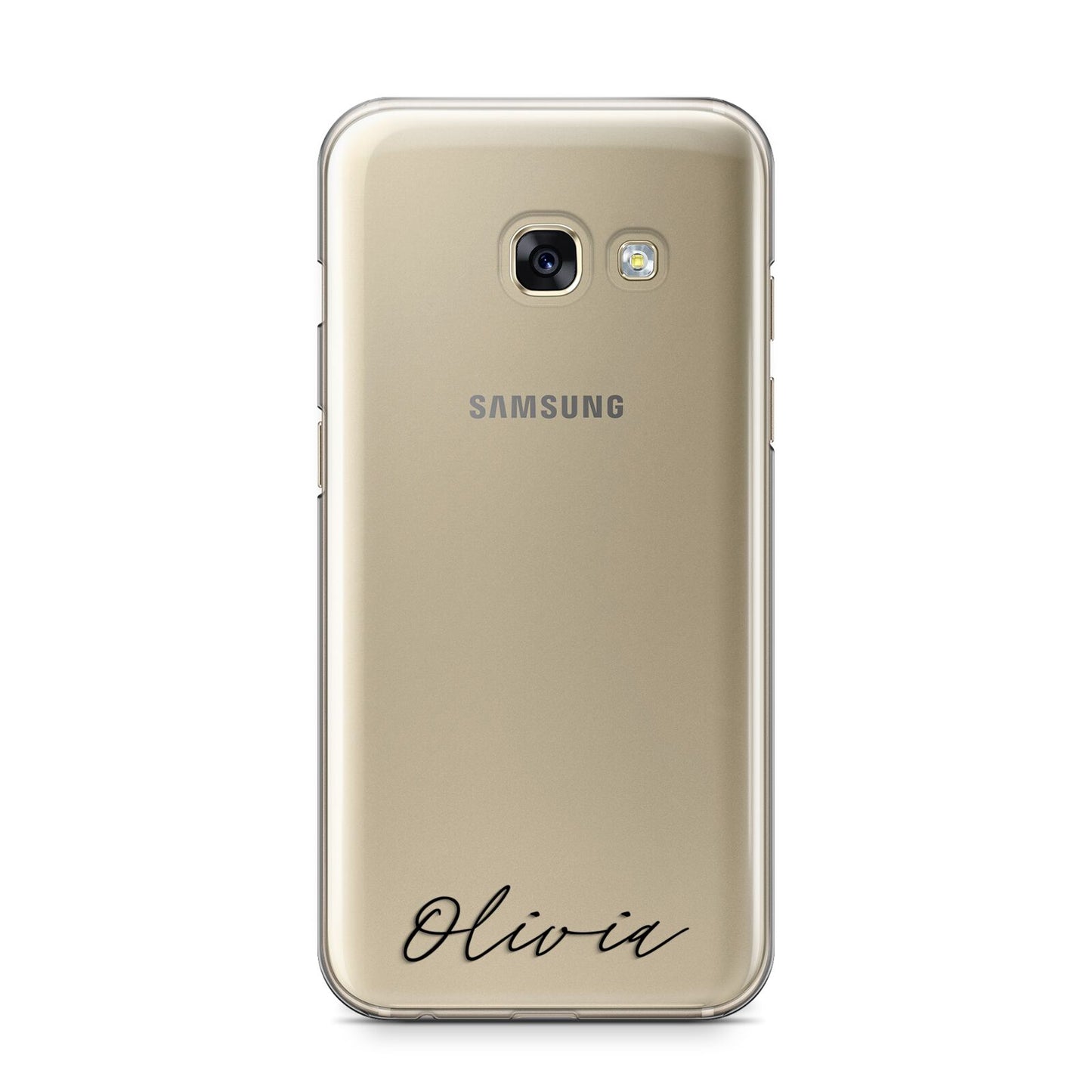 Scroll Text Name Samsung Galaxy A3 2017 Case on gold phone