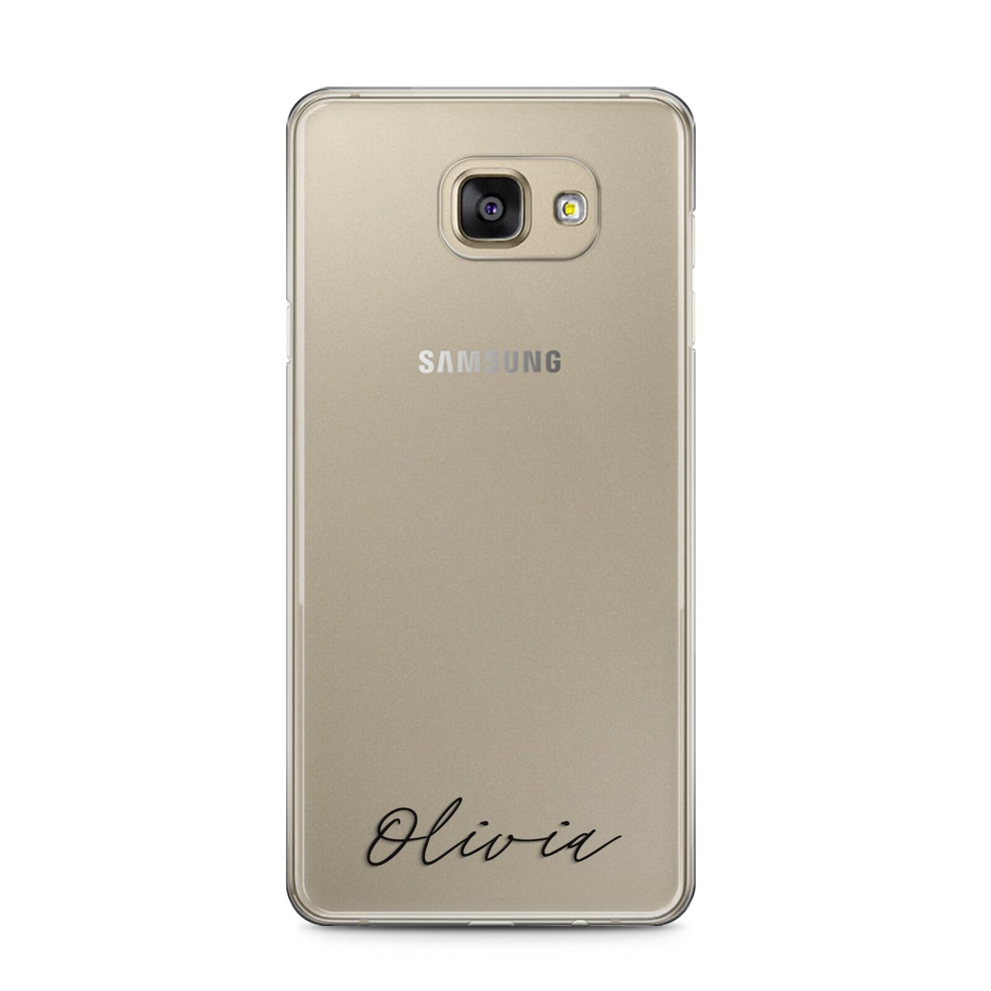 Scroll Text Name Samsung Galaxy A5 2016 Case on gold phone