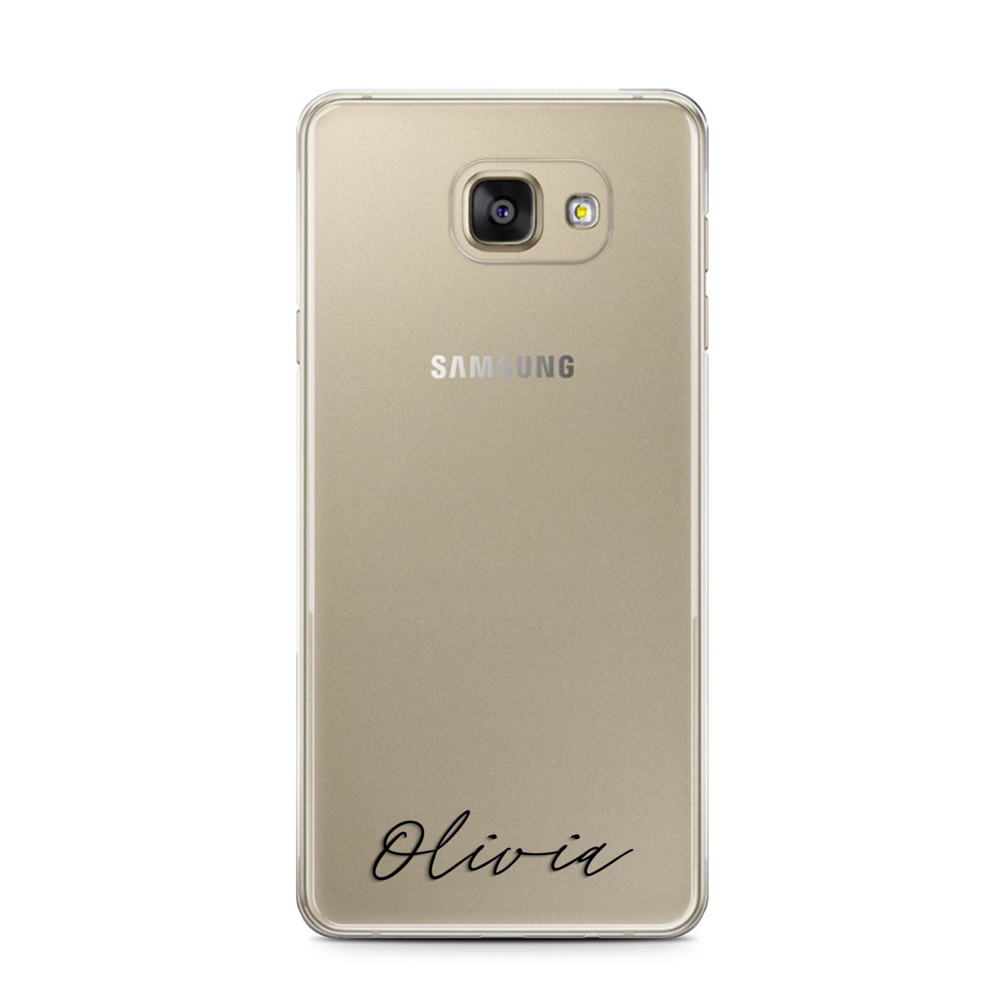 Scroll Text Name Samsung Galaxy A7 2016 Case on gold phone