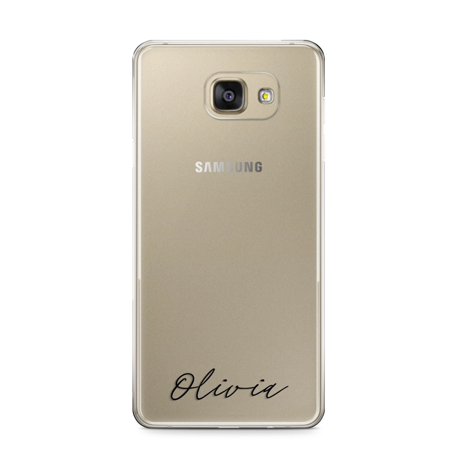 Scroll Text Name Samsung Galaxy A9 2016 Case on gold phone